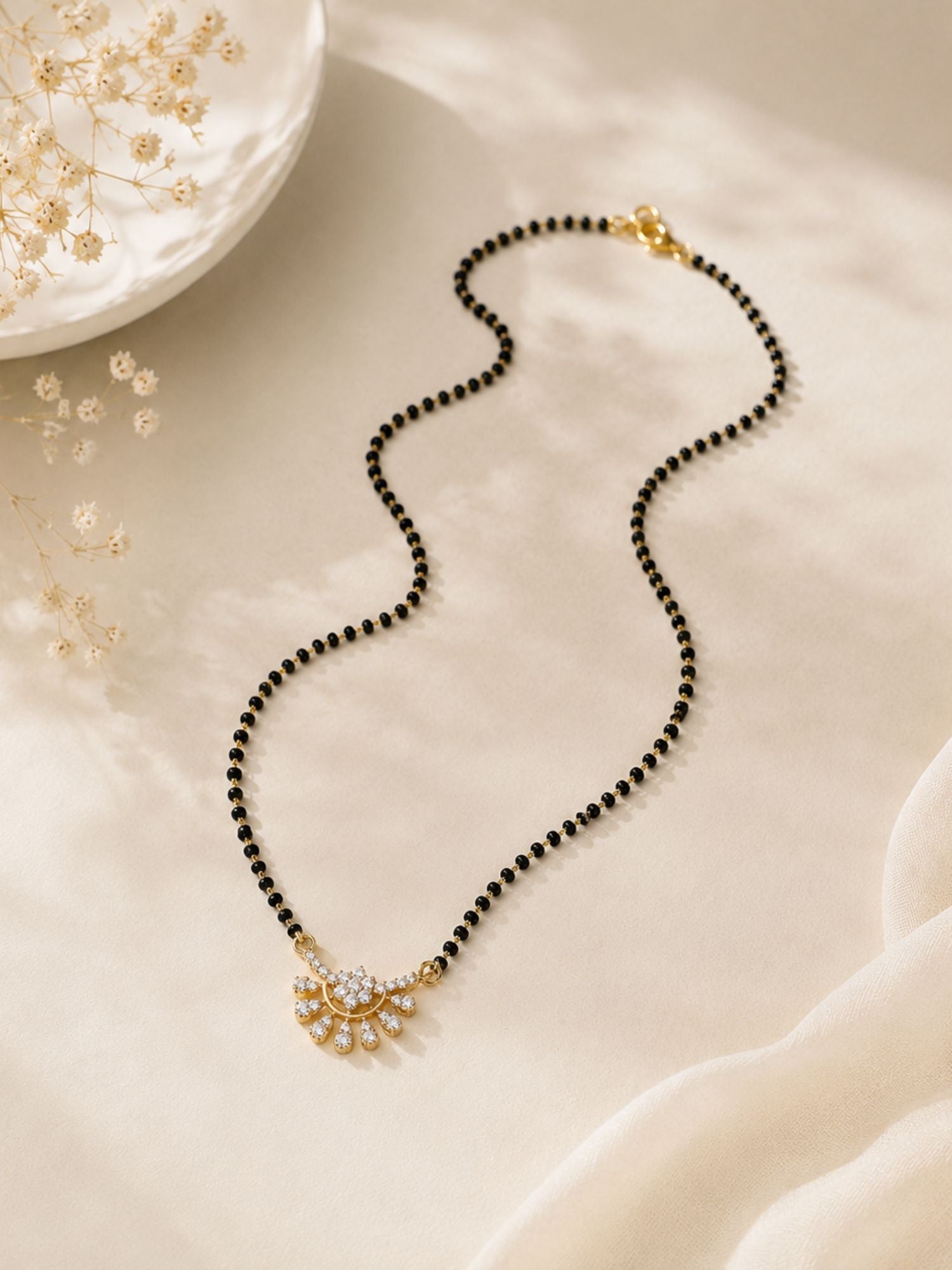 Black Beads Mangalsutra in Gold Plating – Daily Wear | Abdesigns