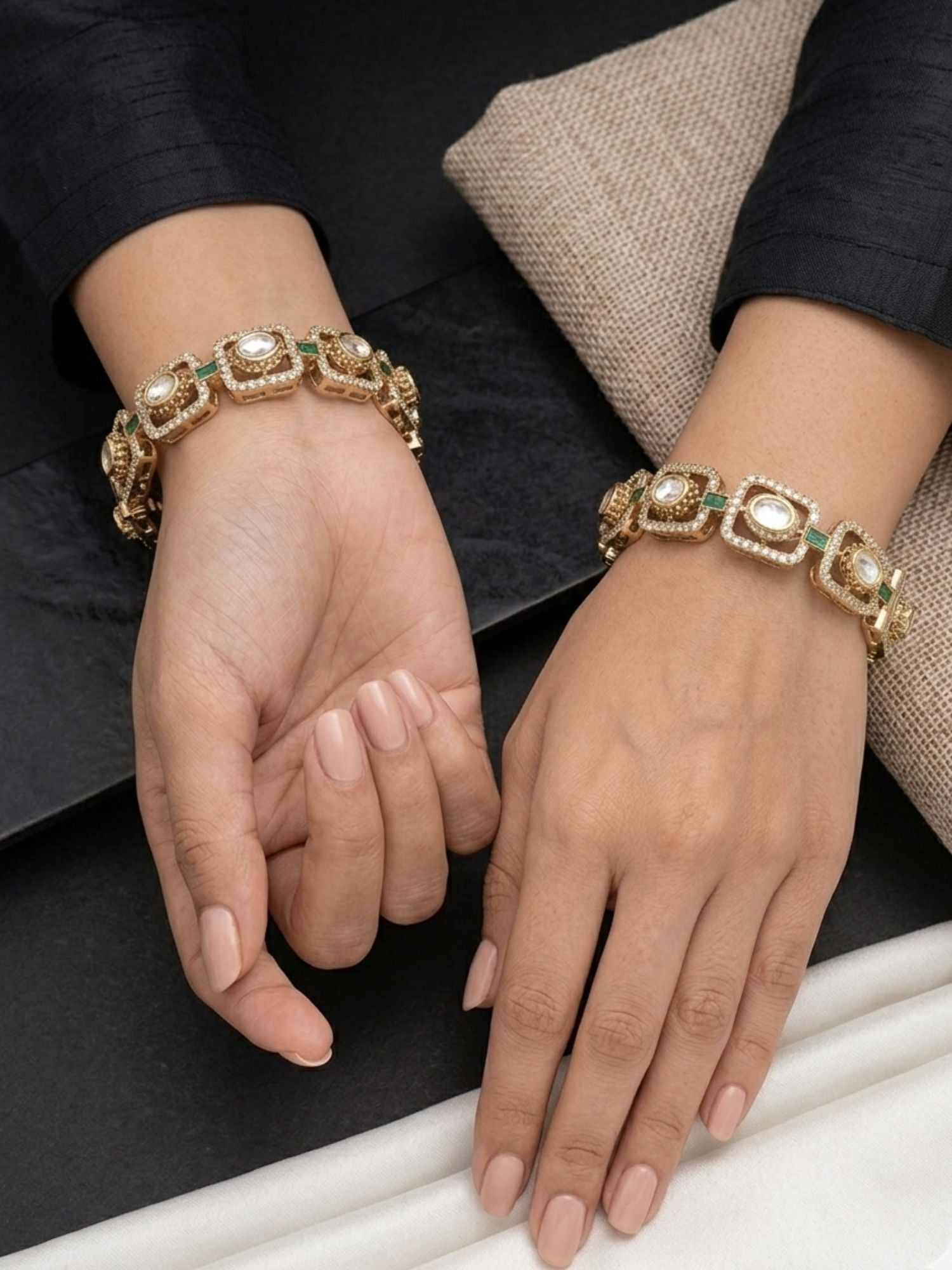 Traditional Victorian Plated Square Polki Bangles - bangle by Abdesigns Jewellery