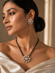 Classic Polki Flower Design Mangalsutra & Earrings