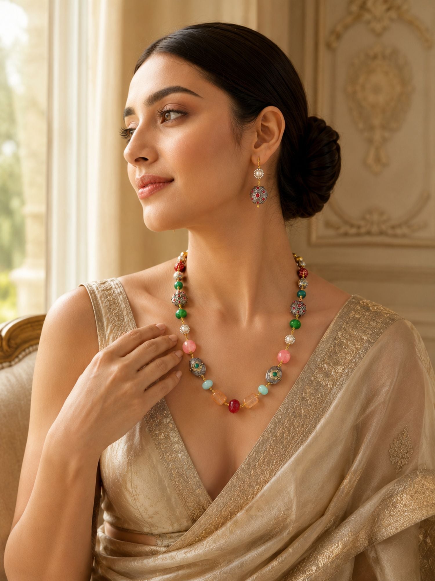Multicolor Beaded Mala Necklace Set | Abdesigns