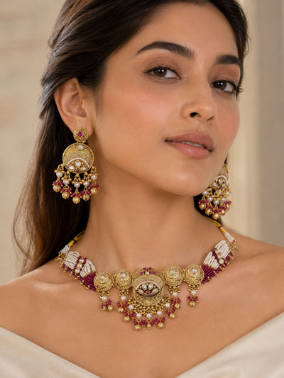 Abdesigns Royal Gold Choker Necklace Set