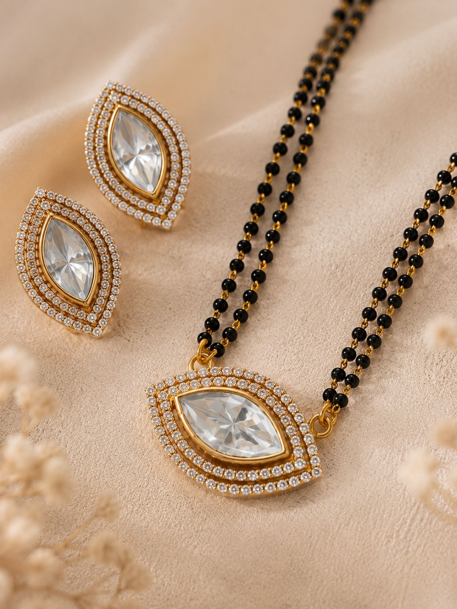 American Diamond Mangalsutra Set in Gold Plating – Elegant Bridal Wear | Abdesigns Jewellery
