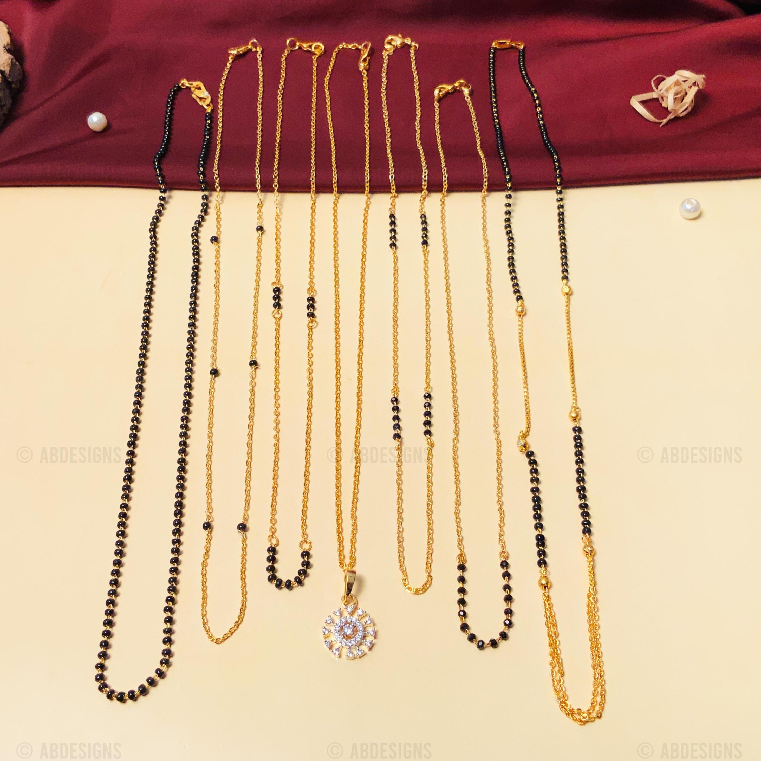 Versatile High Quality Gold Plated American Diamond Mangalsutra Combo
