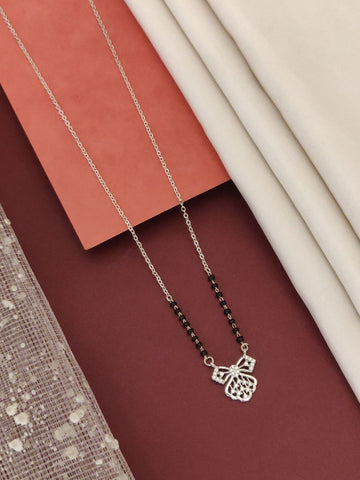 Abdesigns Silver Plated American Diamond Mangalsutra