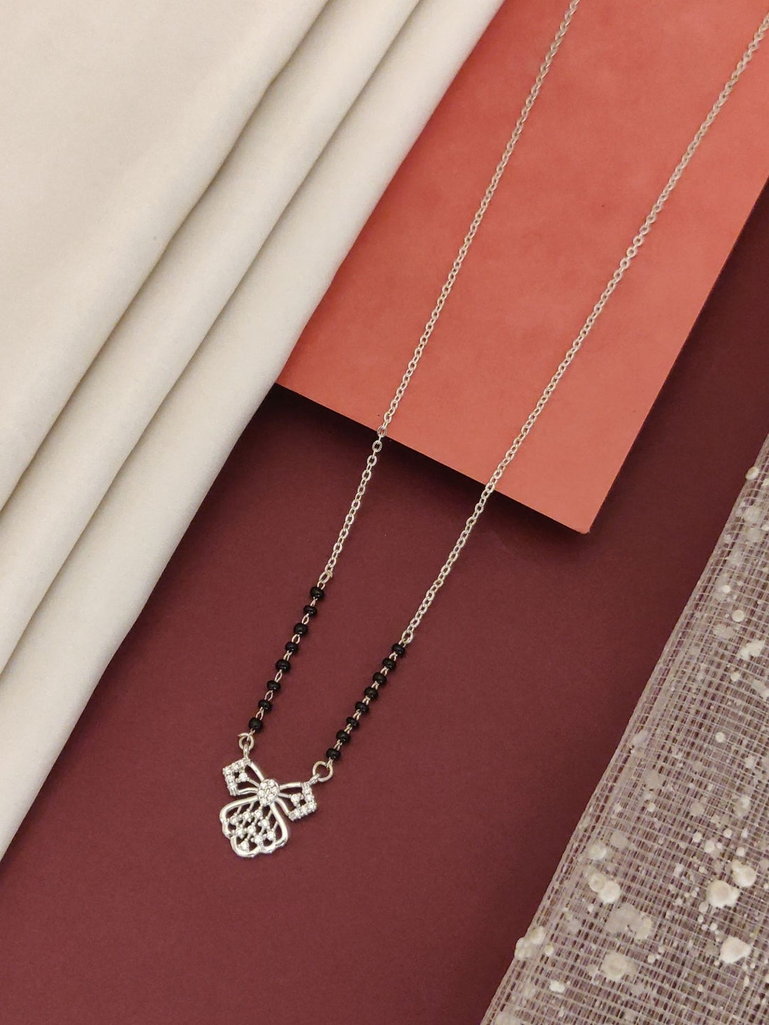 Abdesigns Silver Plated American Diamond Mangalsutra