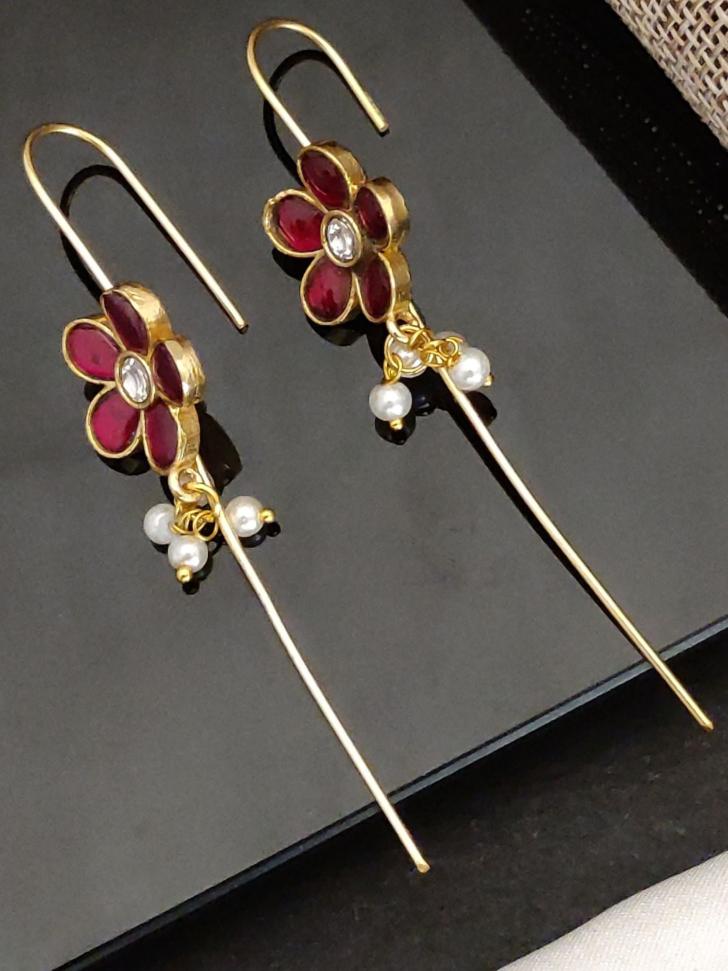 Abdesigns Gold Plated Kempstone Studed Bugadi Earring