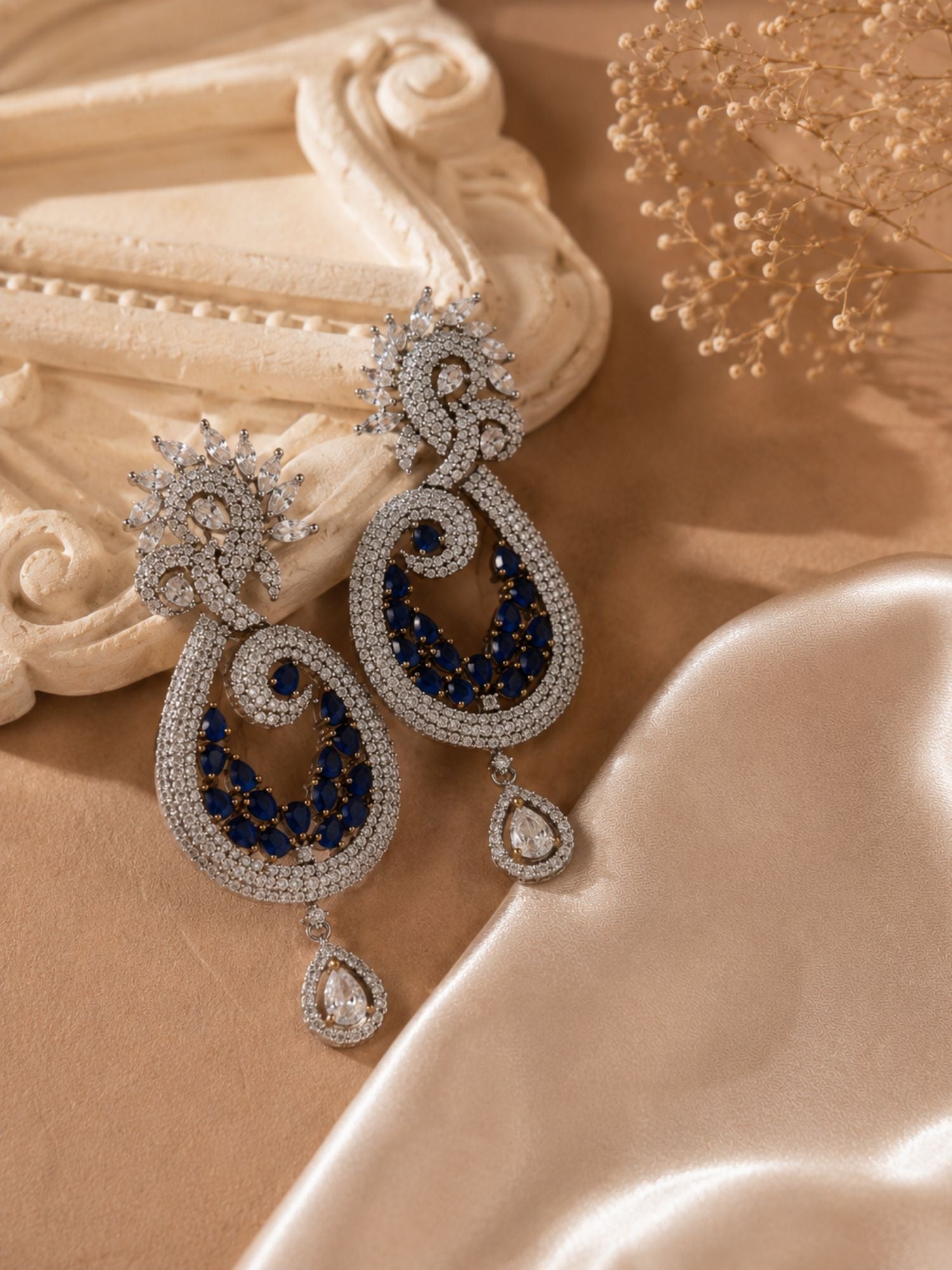 Royal Blue CZ Statement Earrings | Abdesigns
