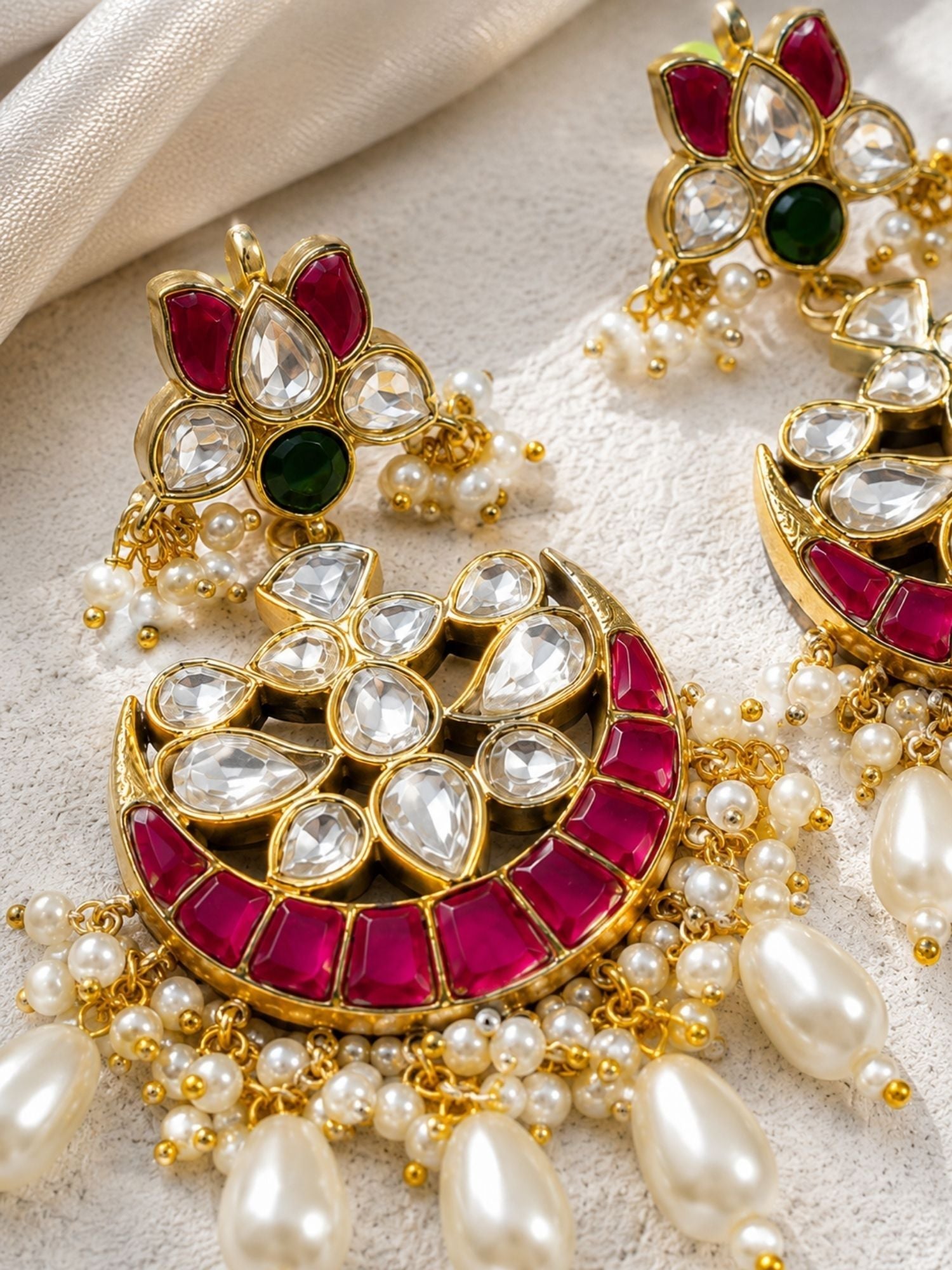Traditional Chandbali Earrings in Gold Plating – Festive | Abdesigns