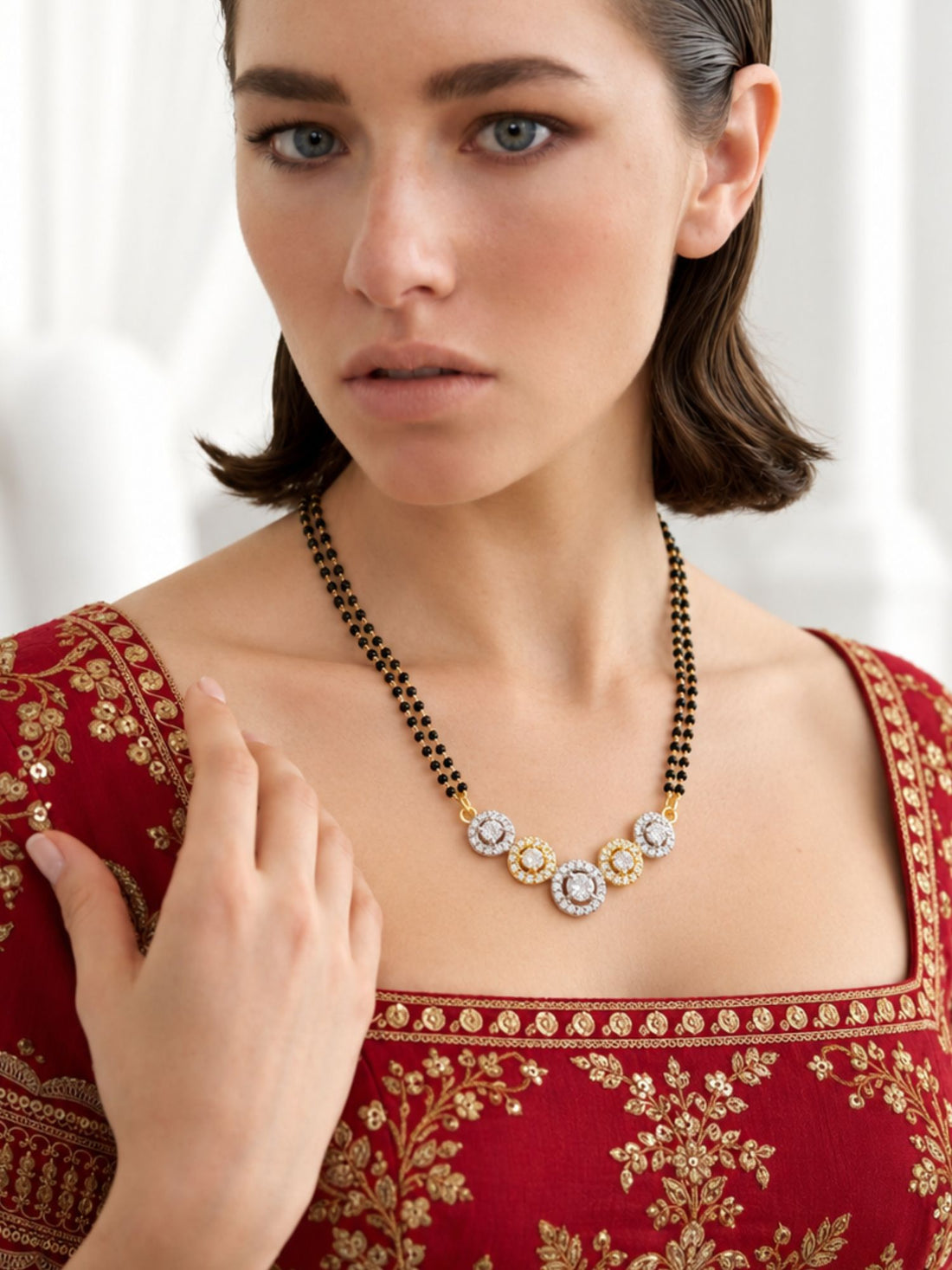 Set of 2 AD Stone Unique Mangalsutra Combo | Abdesigns Jewellery