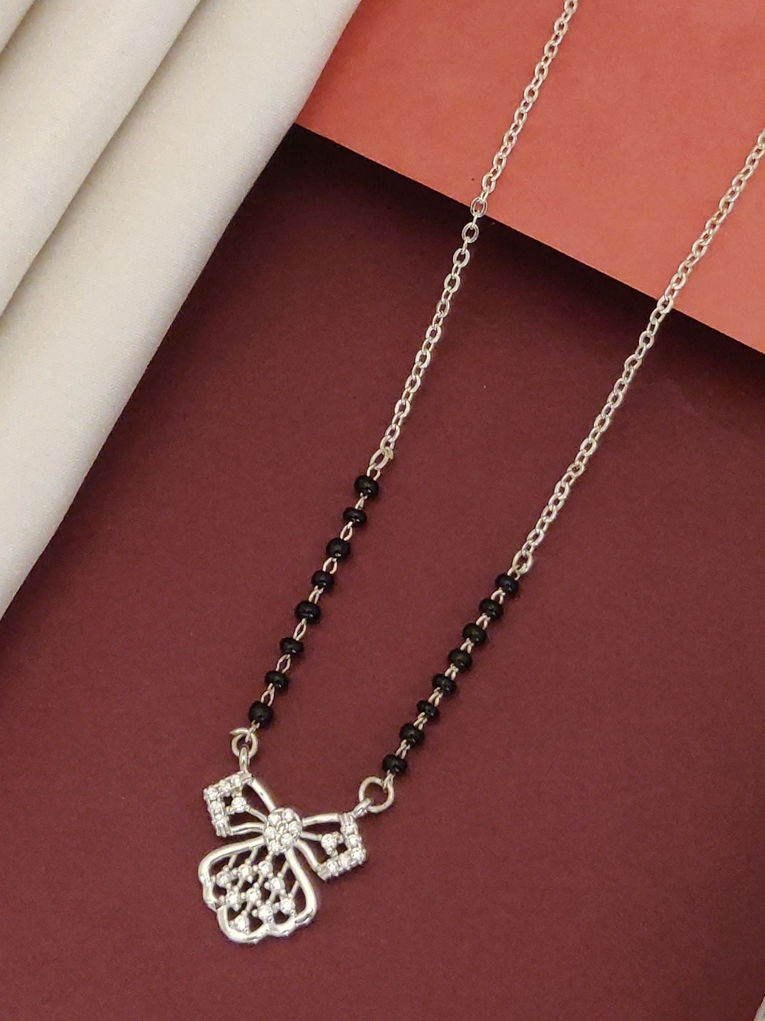 Abdesigns Silver Plated American Diamond Mangalsutra