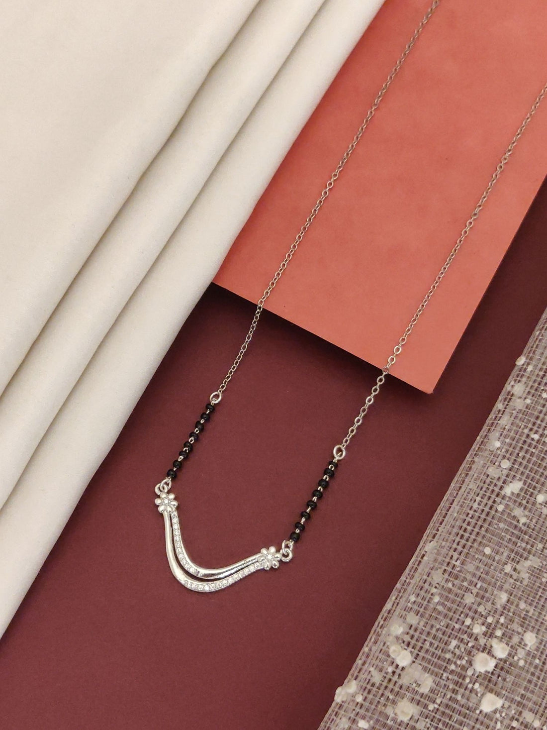 Abdesigns Silver Plated American Diamond Mangalsutra