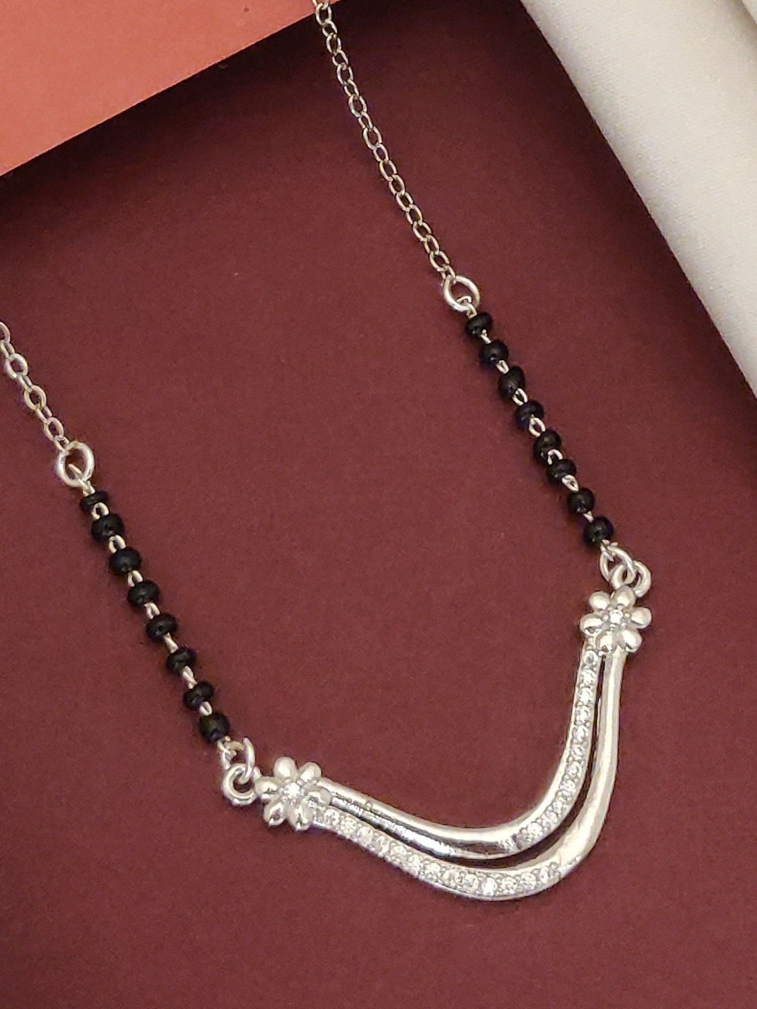 Abdesigns Silver Plated American Diamond Mangalsutra