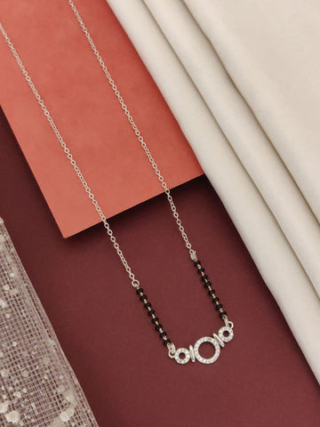 Abdesigns Silver Plated American Diamond Mangalsutra