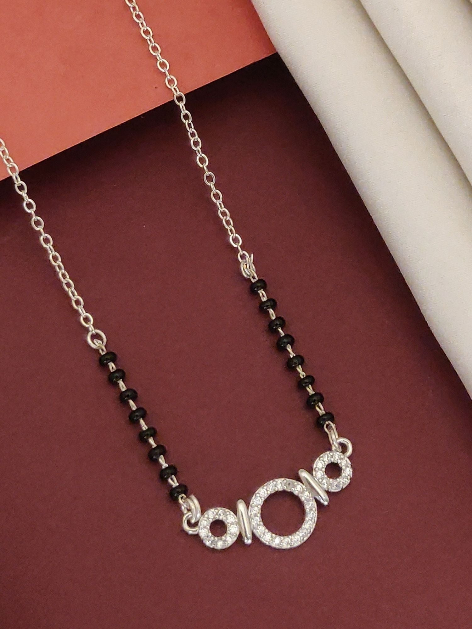 Abdesigns Silver Plated American Diamond Mangalsutra