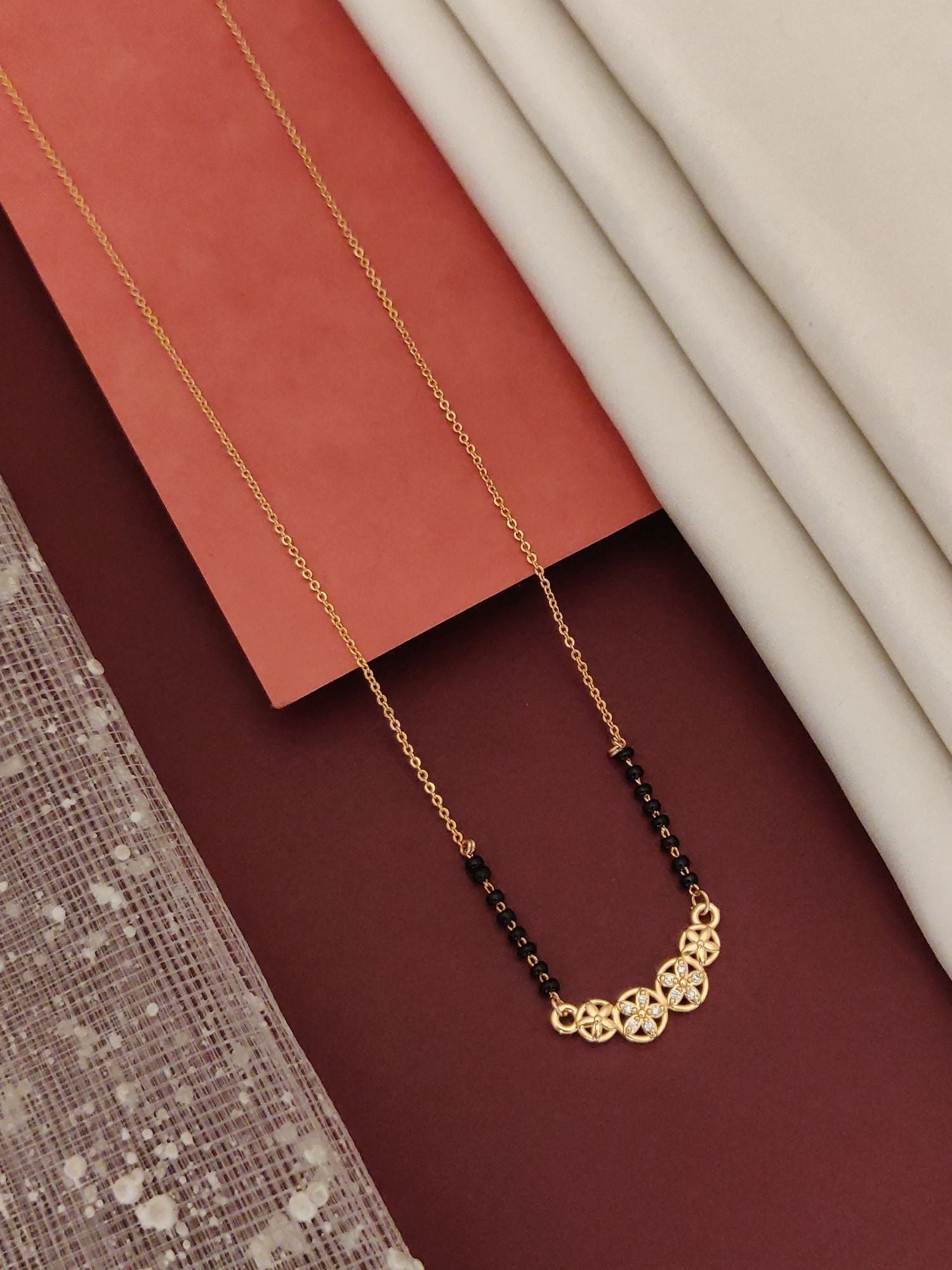 Abdesigns RoseGold Plated American Diamond Mangalsutra