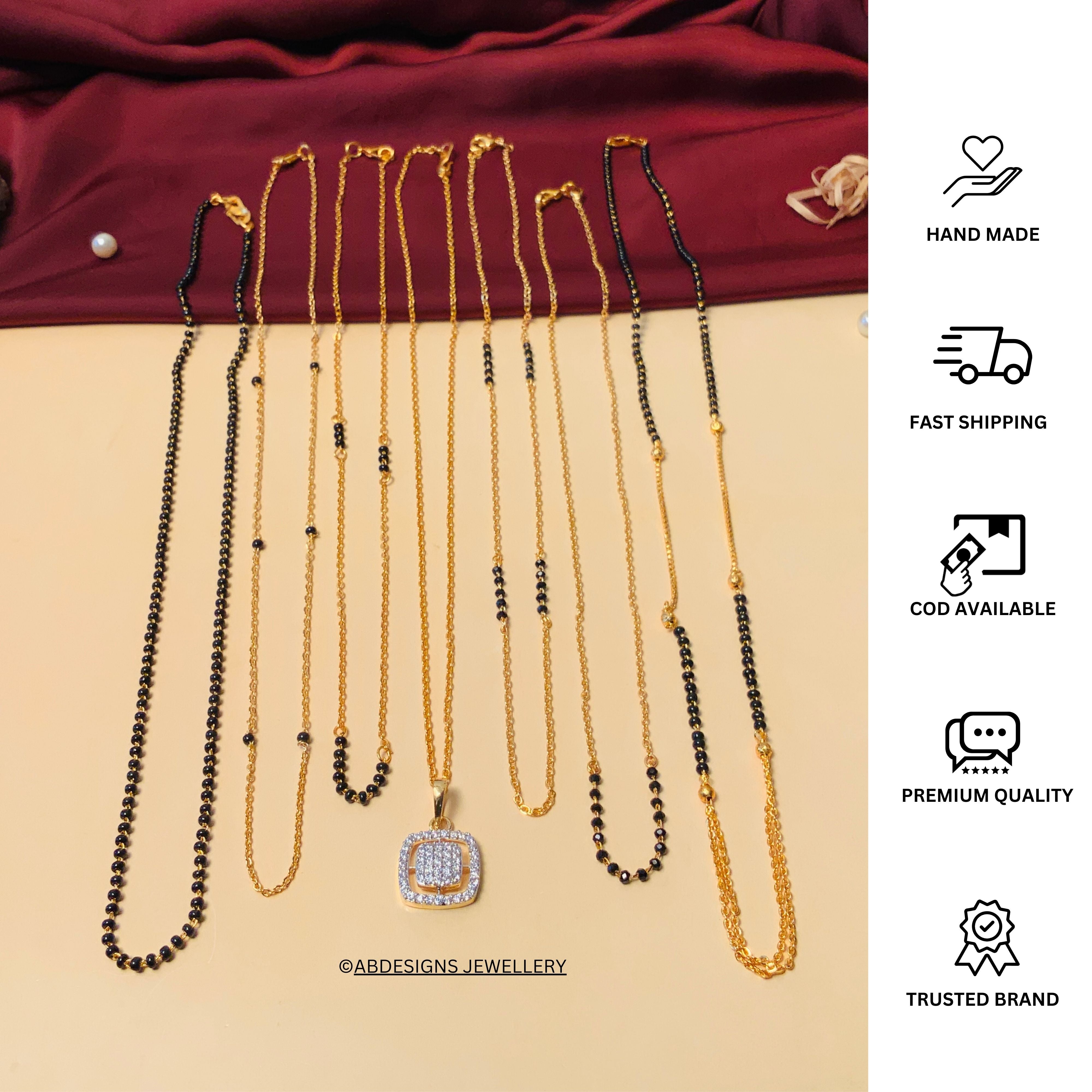 Versatile High Quality Gold Plated American Diamond Mangalsutra Combo