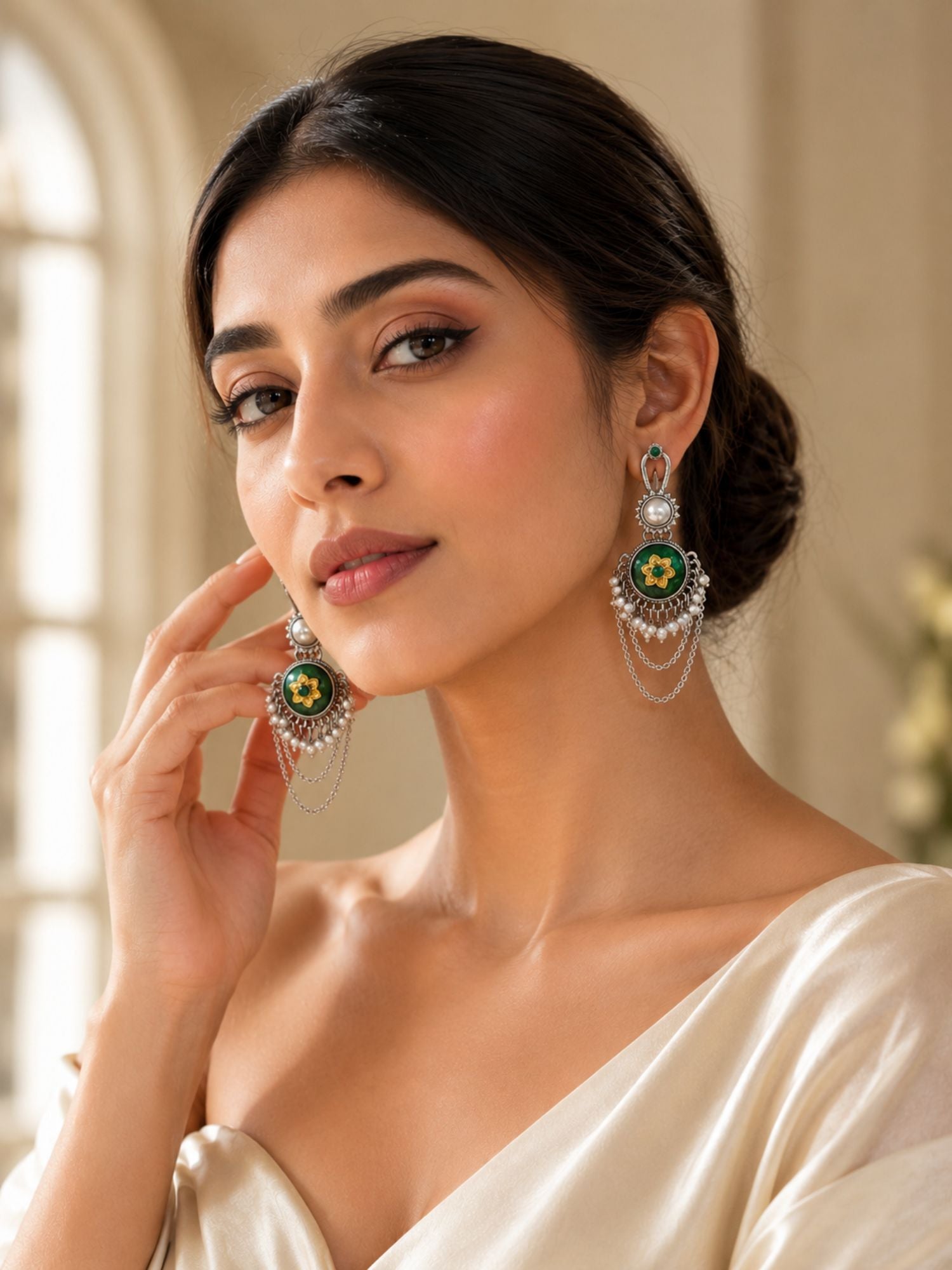 Statement Earrings in Oxidised Silver Festive | Abdesigns