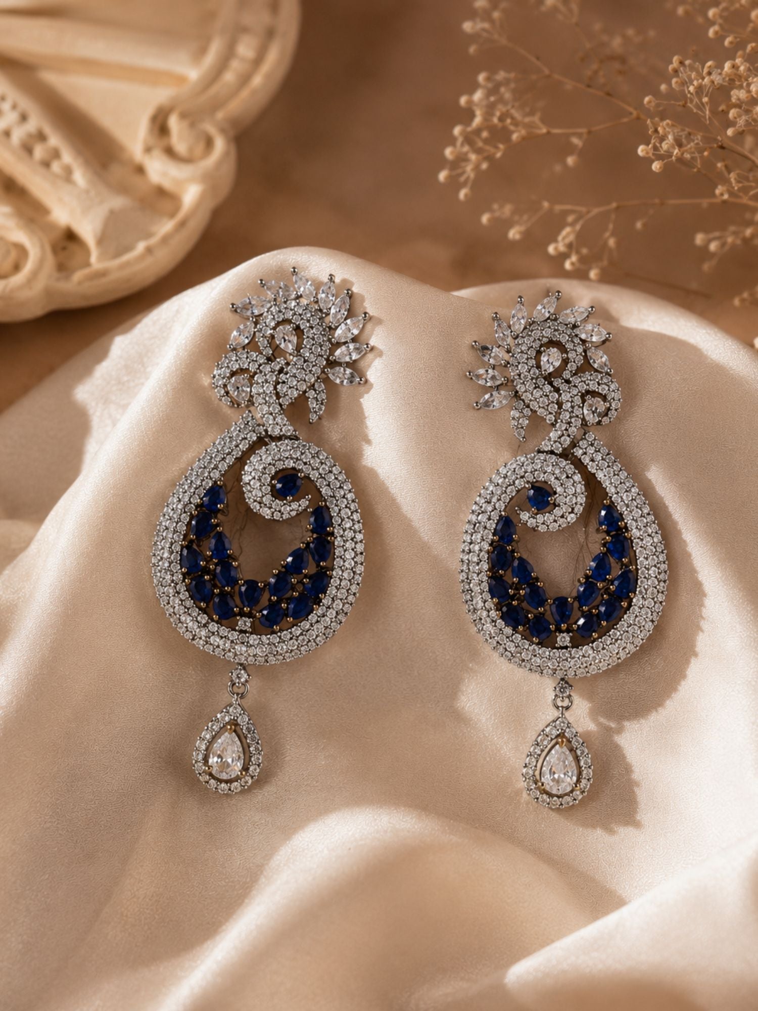 Royal Blue CZ Statement Earrings | Abdesigns