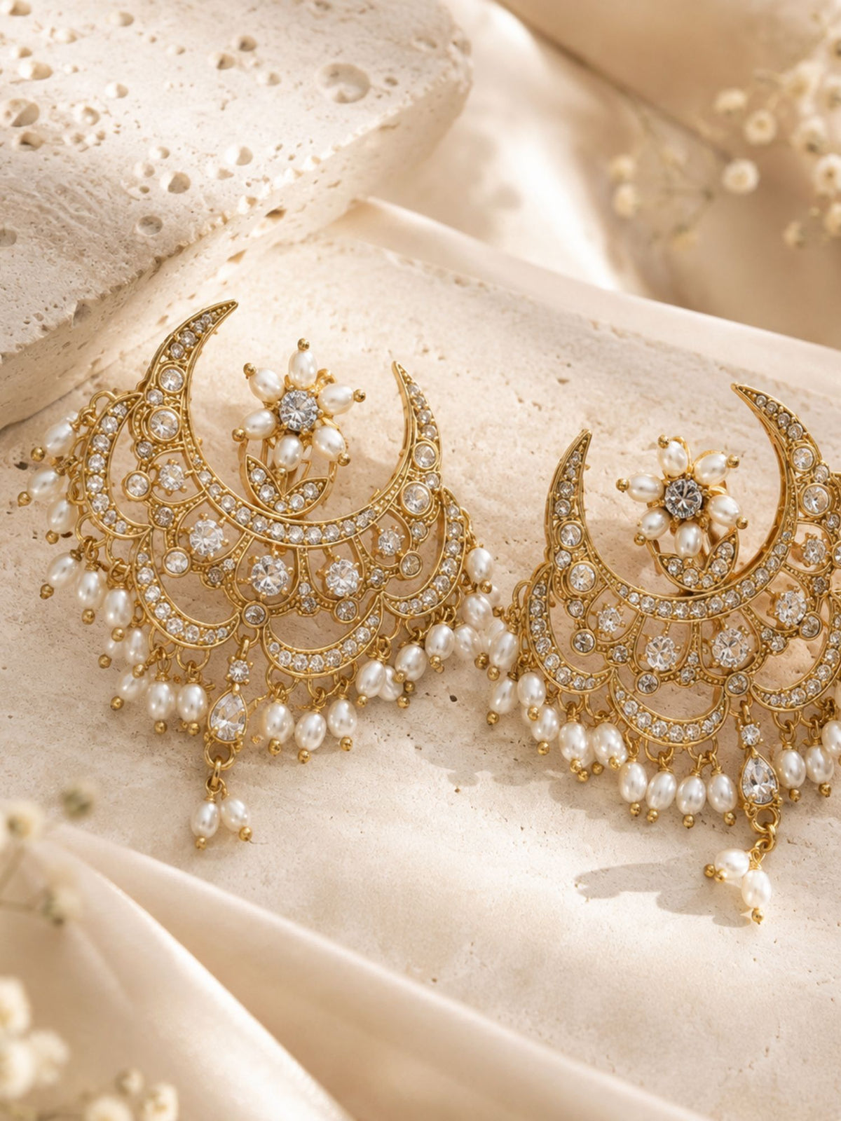 Gold Plated Kundan Pearl Chandbali Choker Jewellery Set for Women