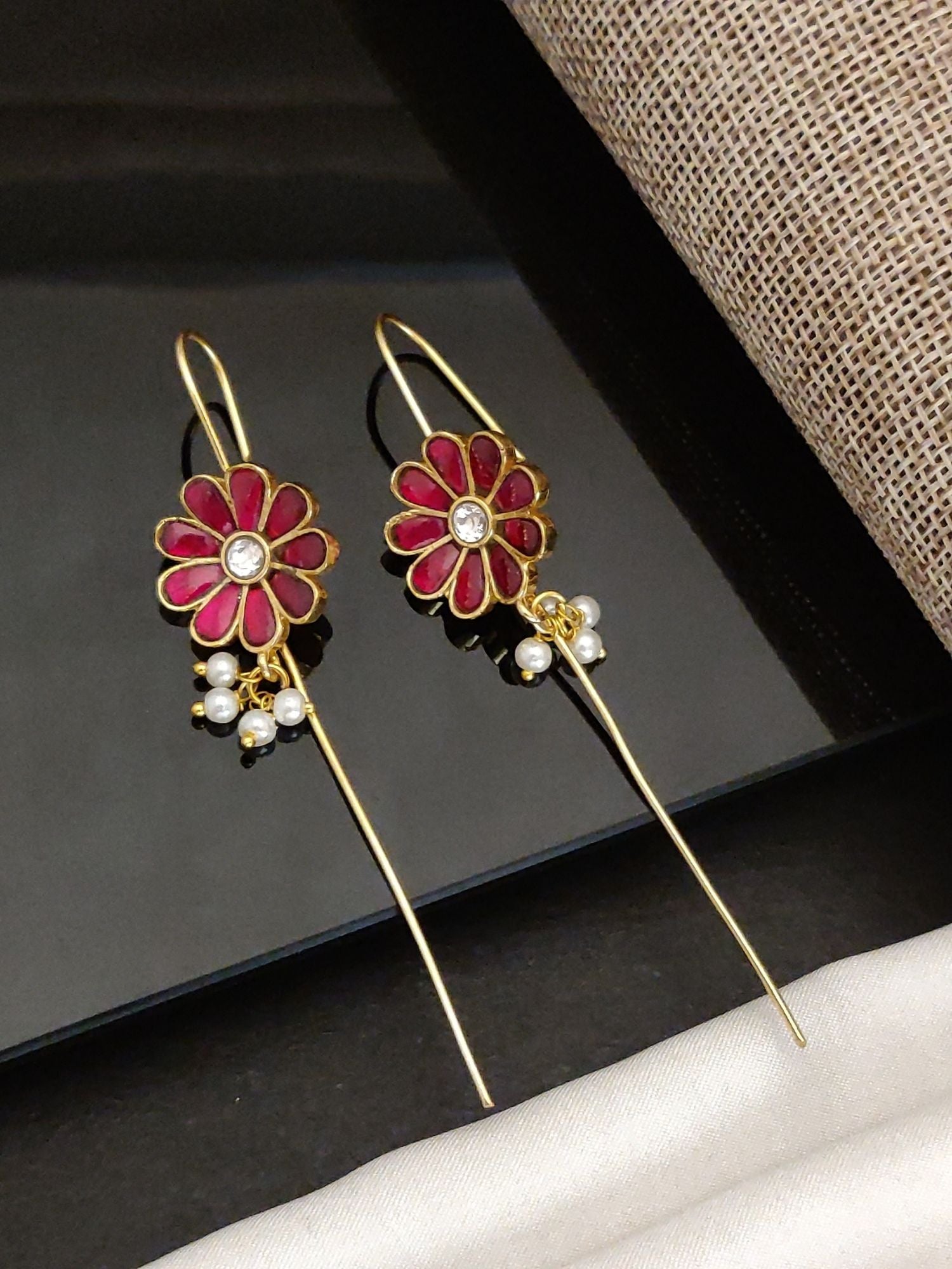 Abdesigns Gold Plated Kempstone Studed Bugadi Earring