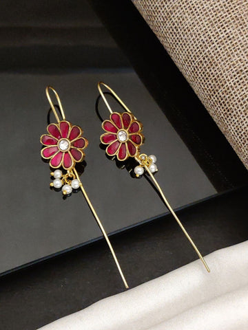 Abdesigns Gold Plated Kempstone Studed Bugadi Earring