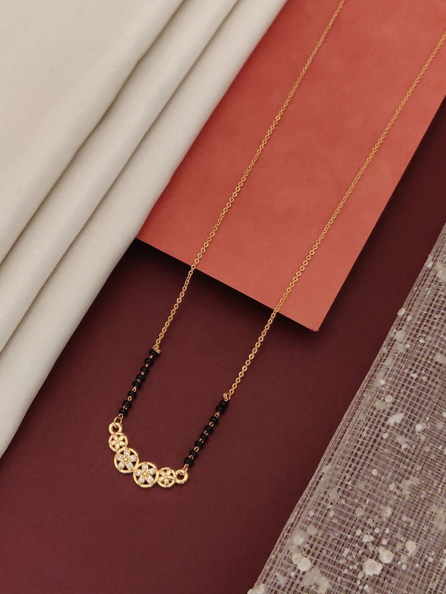 Abdesigns RoseGold Plated American Diamond Mangalsutra