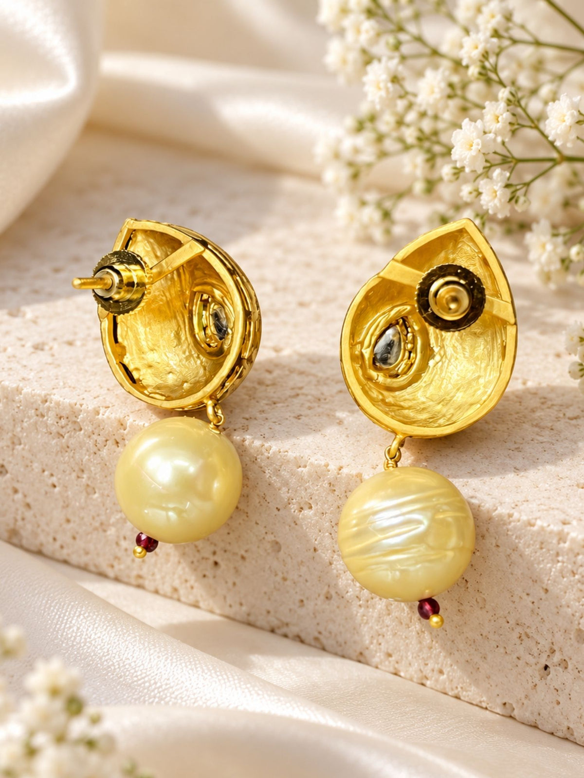 Mint Green Meenakari Kundan Pearl Earrings | Abdesigns Jewellery