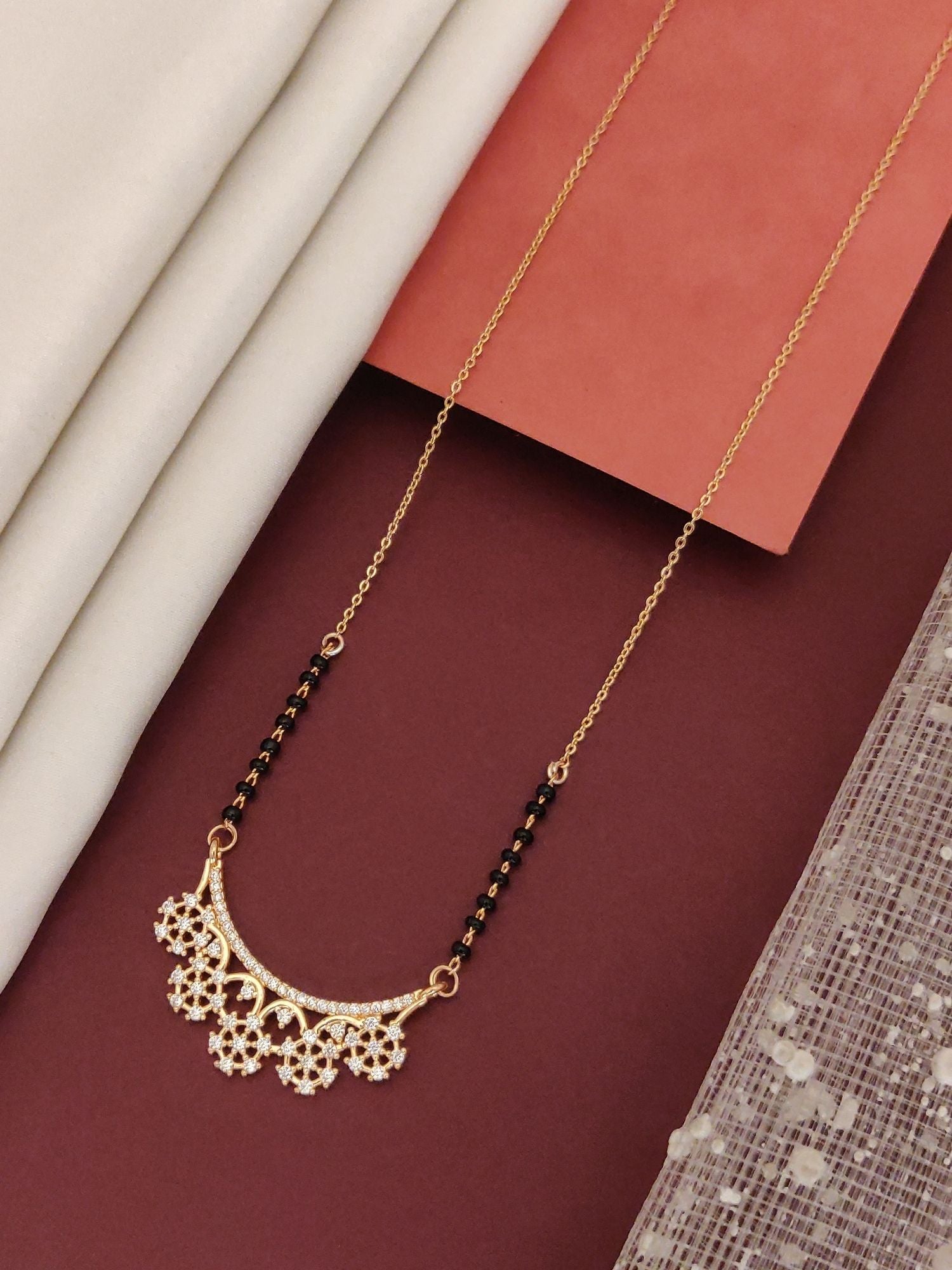 RoseGold Plated American Diamond Mangalsutra - mangalsutra by Abdesigns Jewellery