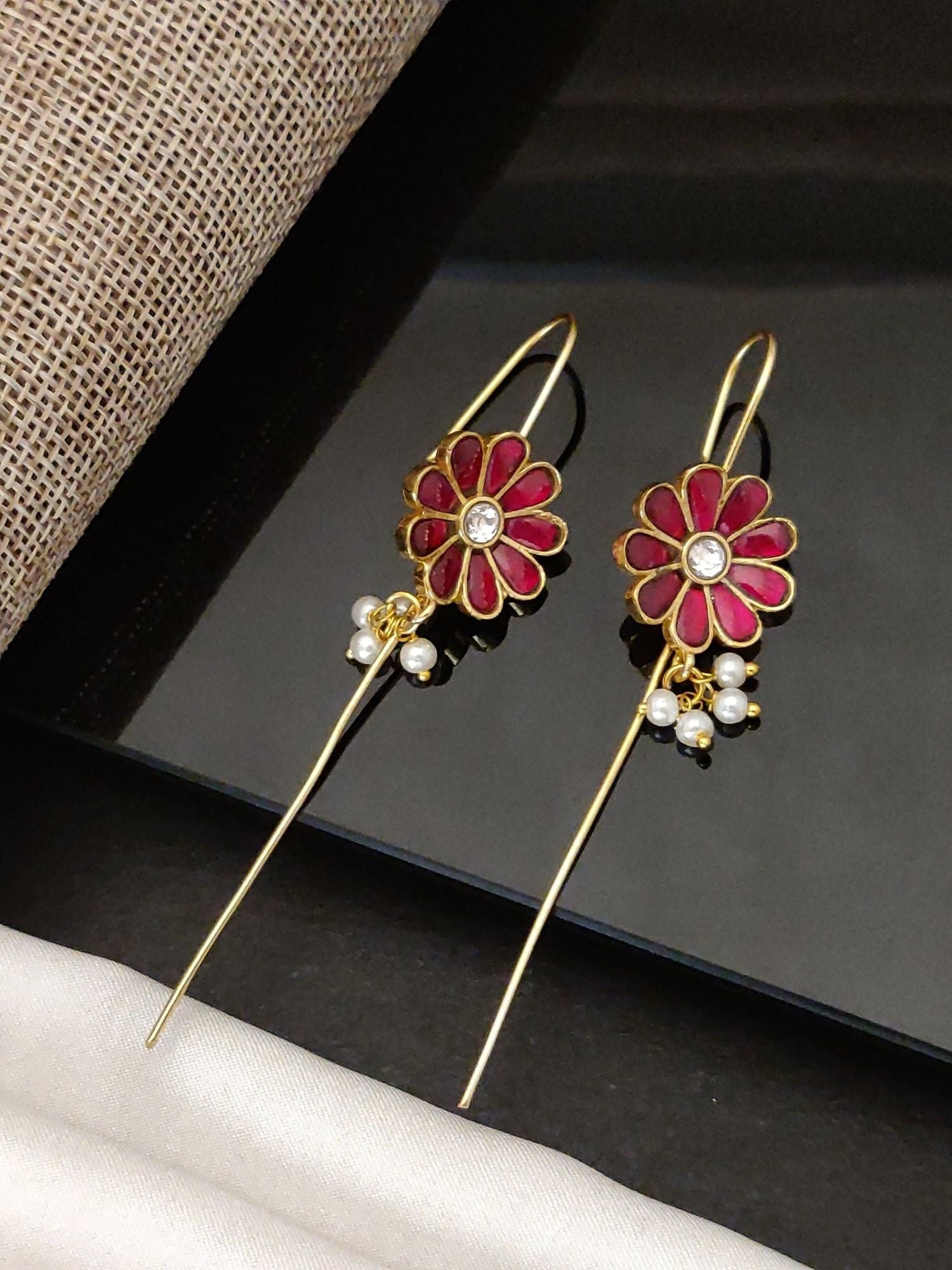 Abdesigns Gold Plated Kempstone Studed Bugadi Earring