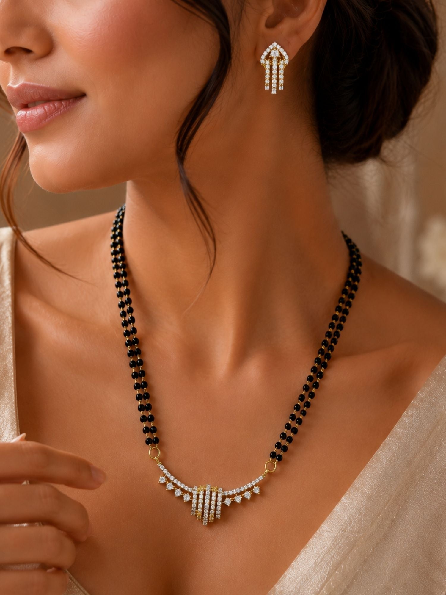 Pretty Diamond Look Mangalsutra Set – Elegant Daily Glam | Abdesigns