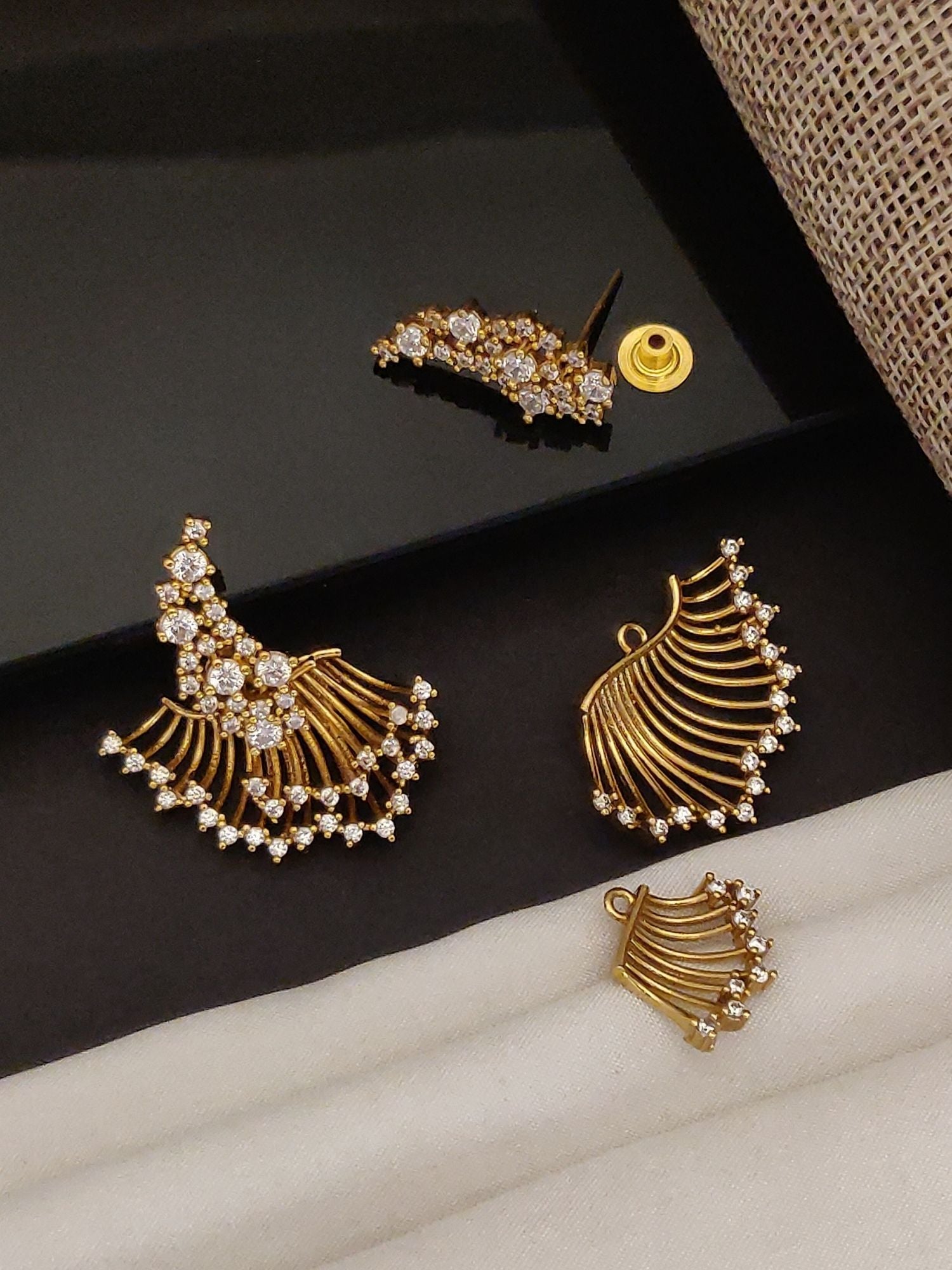 Abdesigns Gold Plated American Diamond Earring