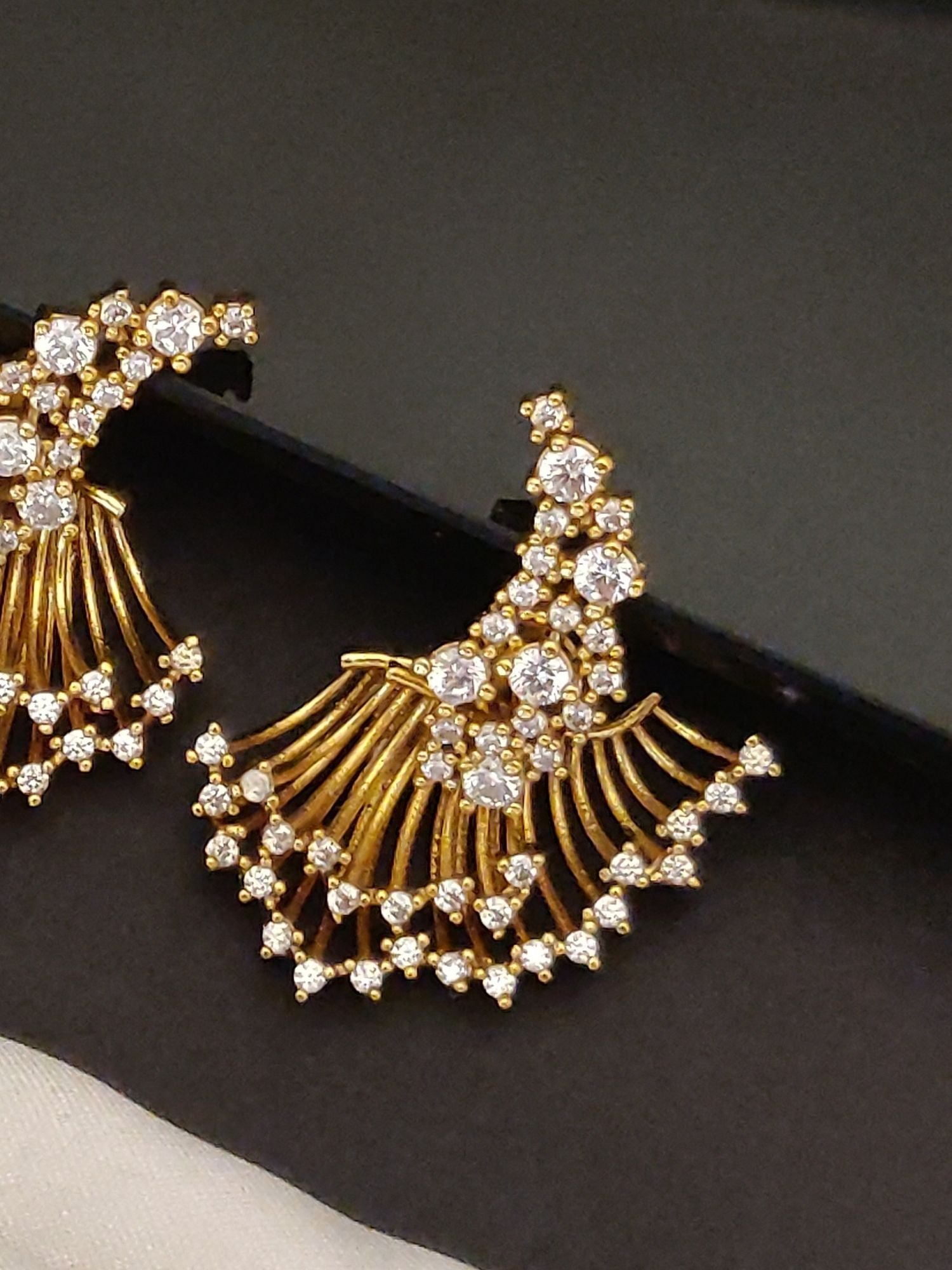 Abdesigns Gold Plated American Diamond Earring