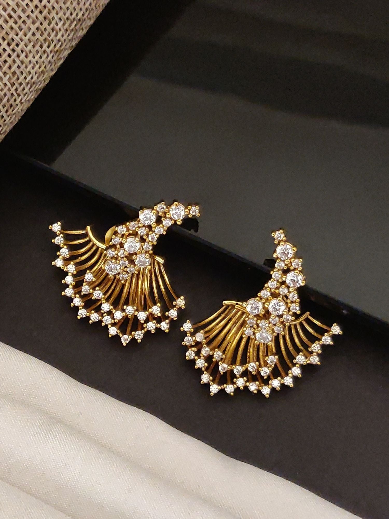 Abdesigns Gold Plated American Diamond Earring