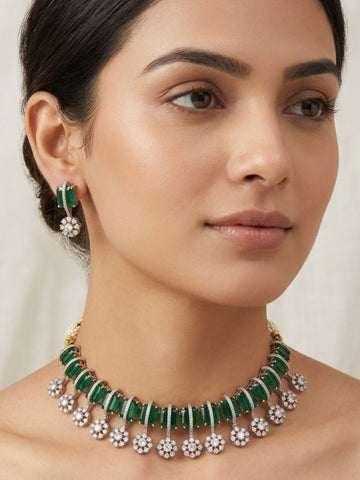 Abdesigns Victorian Emerald Green Necklace Set with Earrings