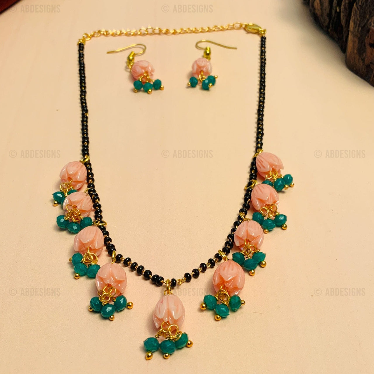 Enchanting Gold Plated Pink Lotus Mangalsutra