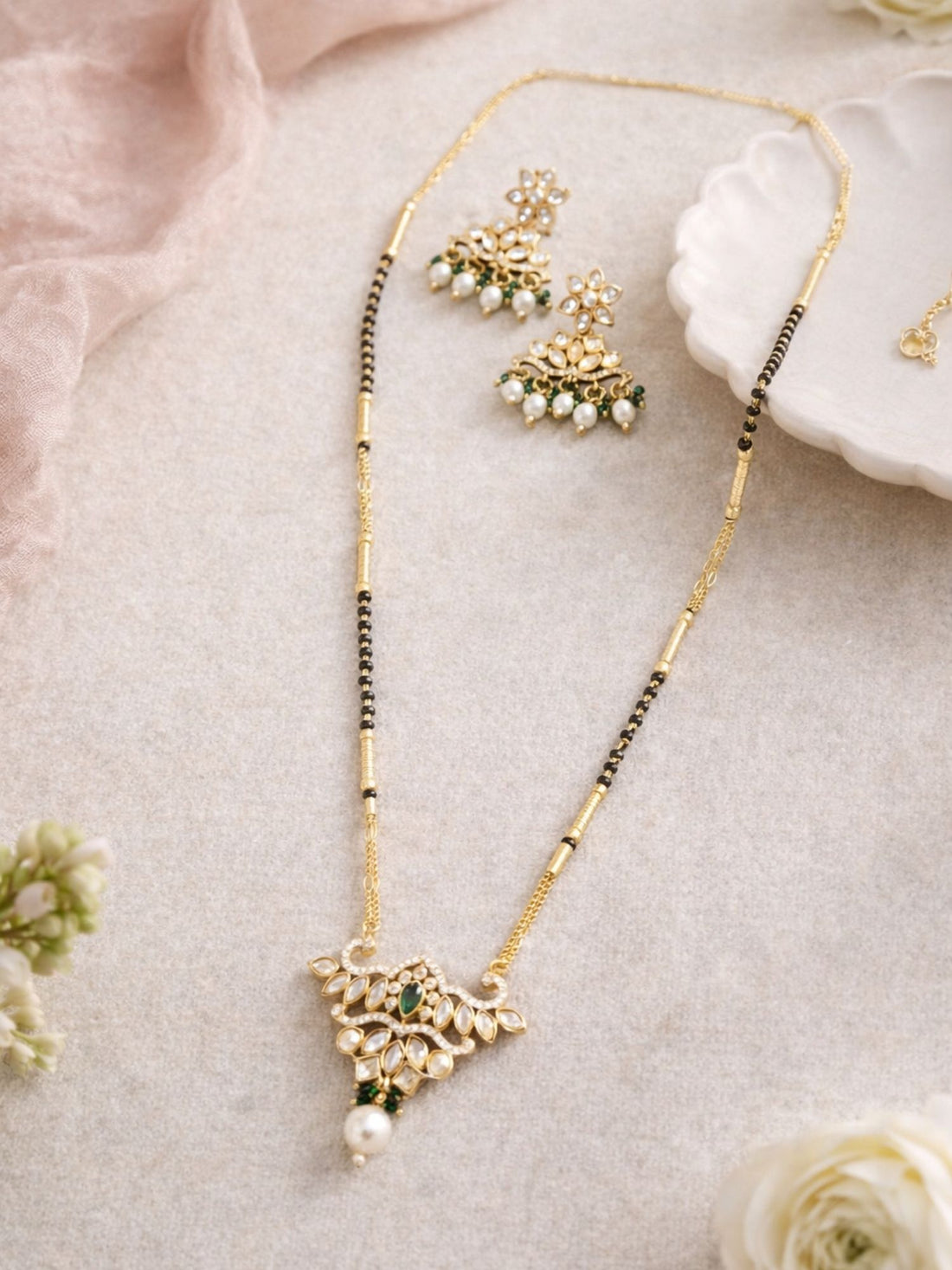 Abdesigns Gold Plated Polki Kundan Mangalsutra Set