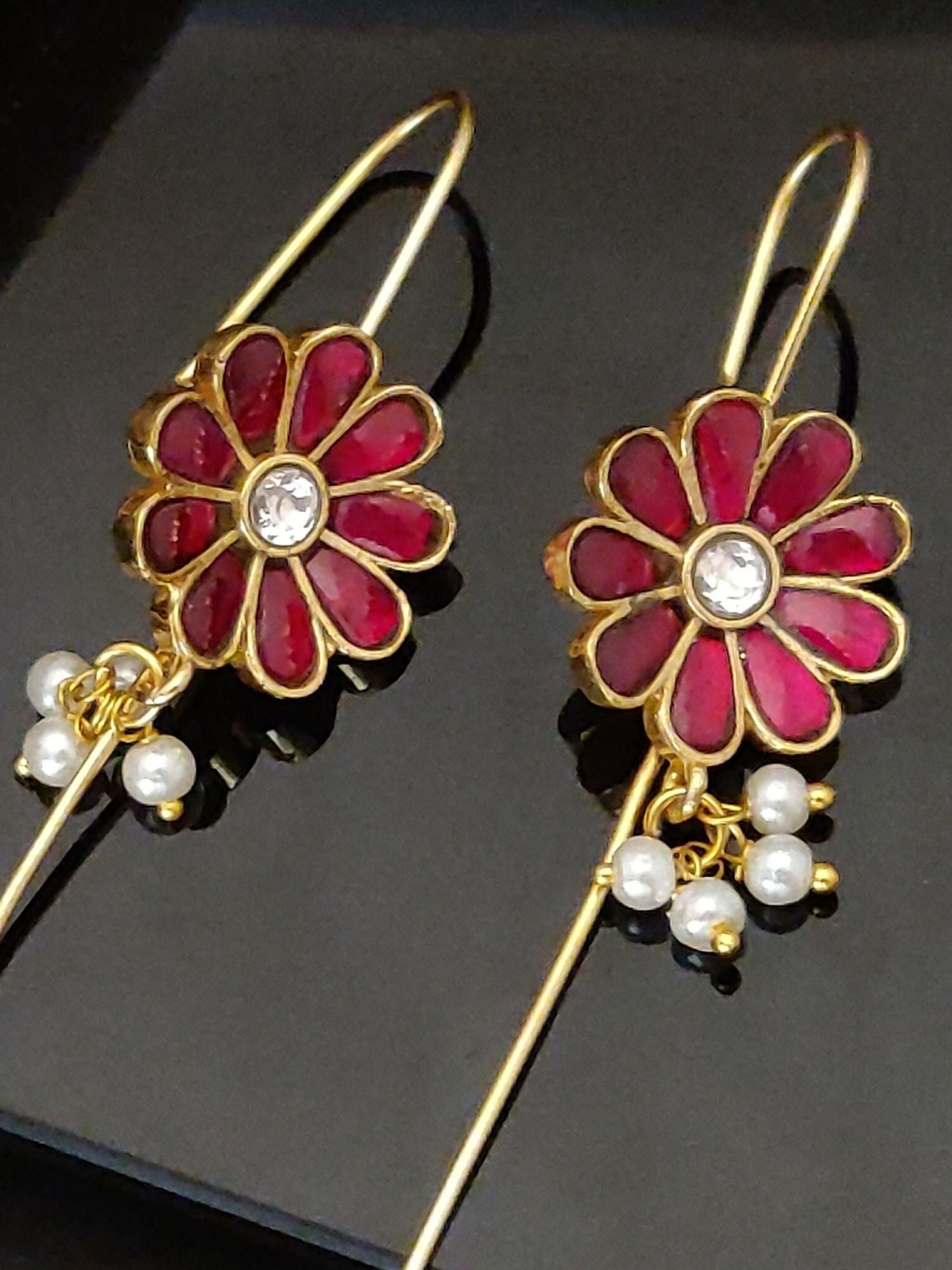 Abdesigns Gold Plated Kempstone Studed Bugadi Earring