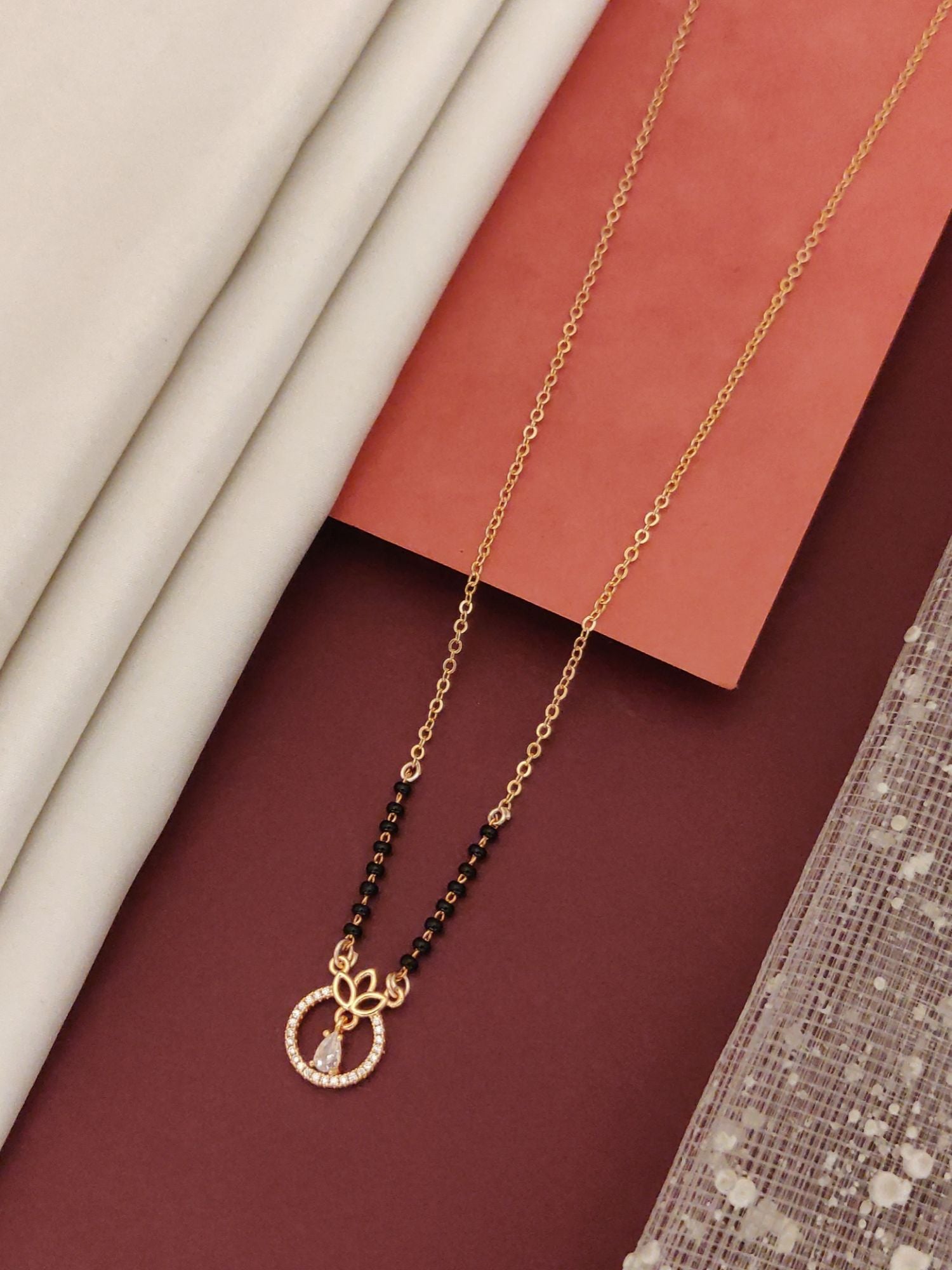 Abdesigns RoseGold Plated American Diamond Mangalsutra