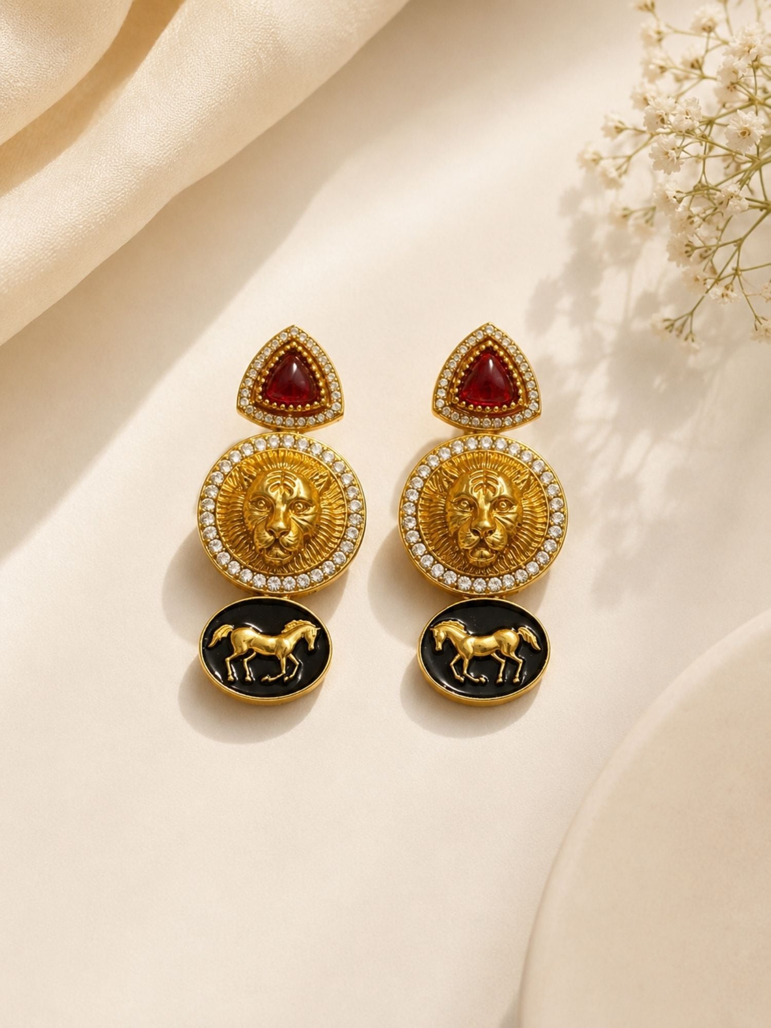 Gold Plated Multicolor Sabyasachi Inspired Lion Necklace Set | Abdesigns