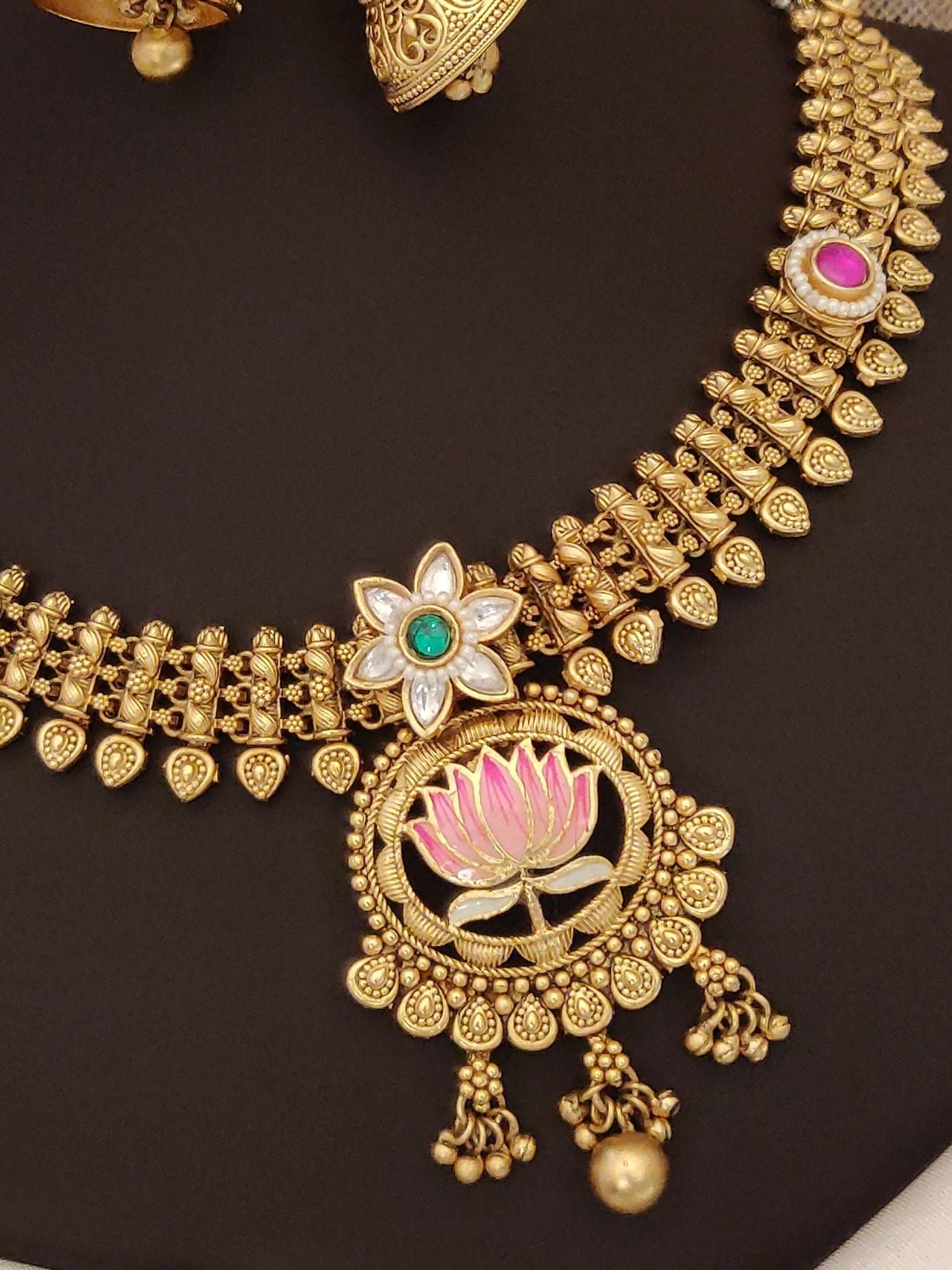 Gold Plated Lotus Necklace Set - necklace by Abdesigns Jewellery