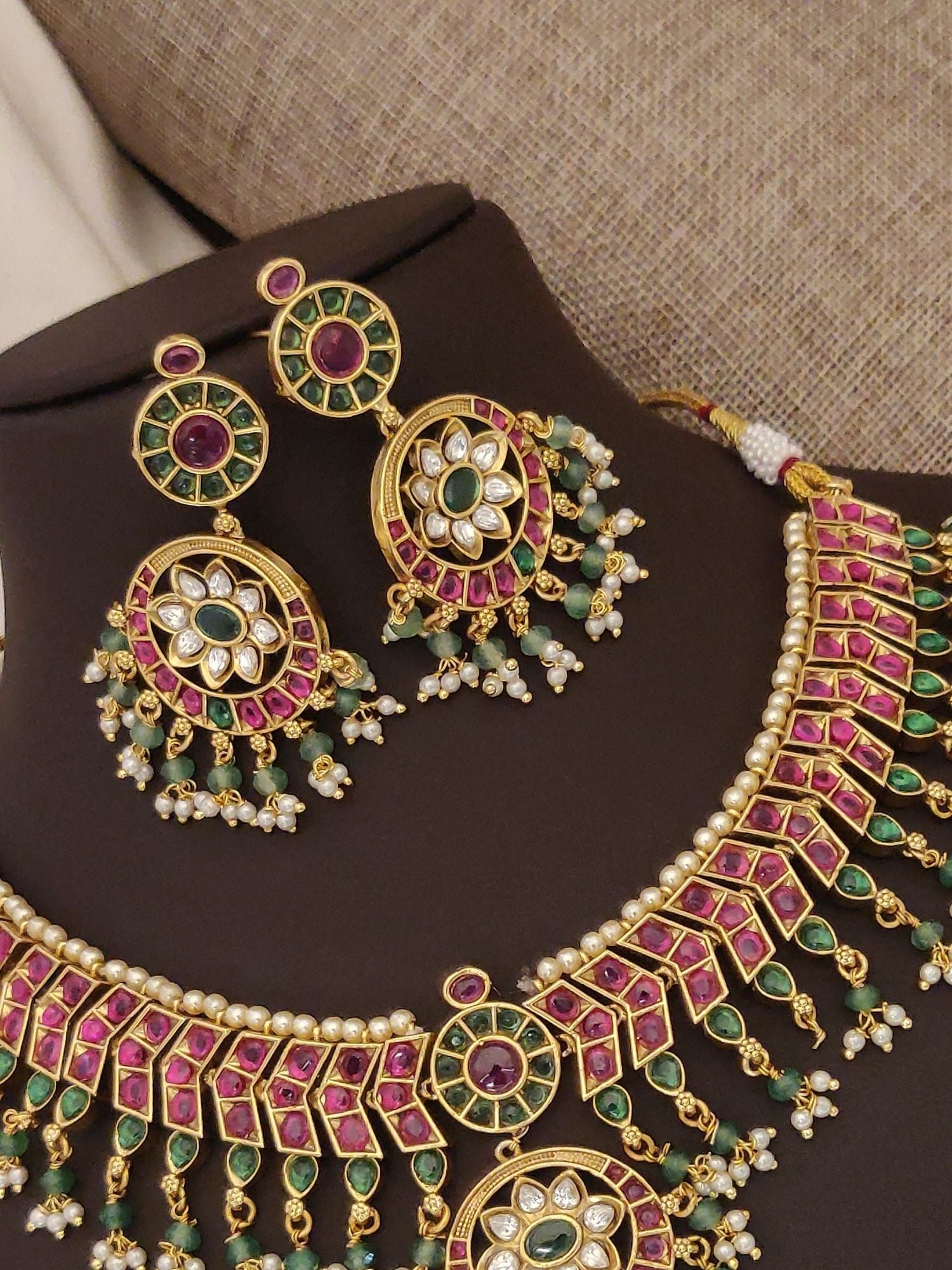 Abdesigns Gold Plated KempStone Necklace Set