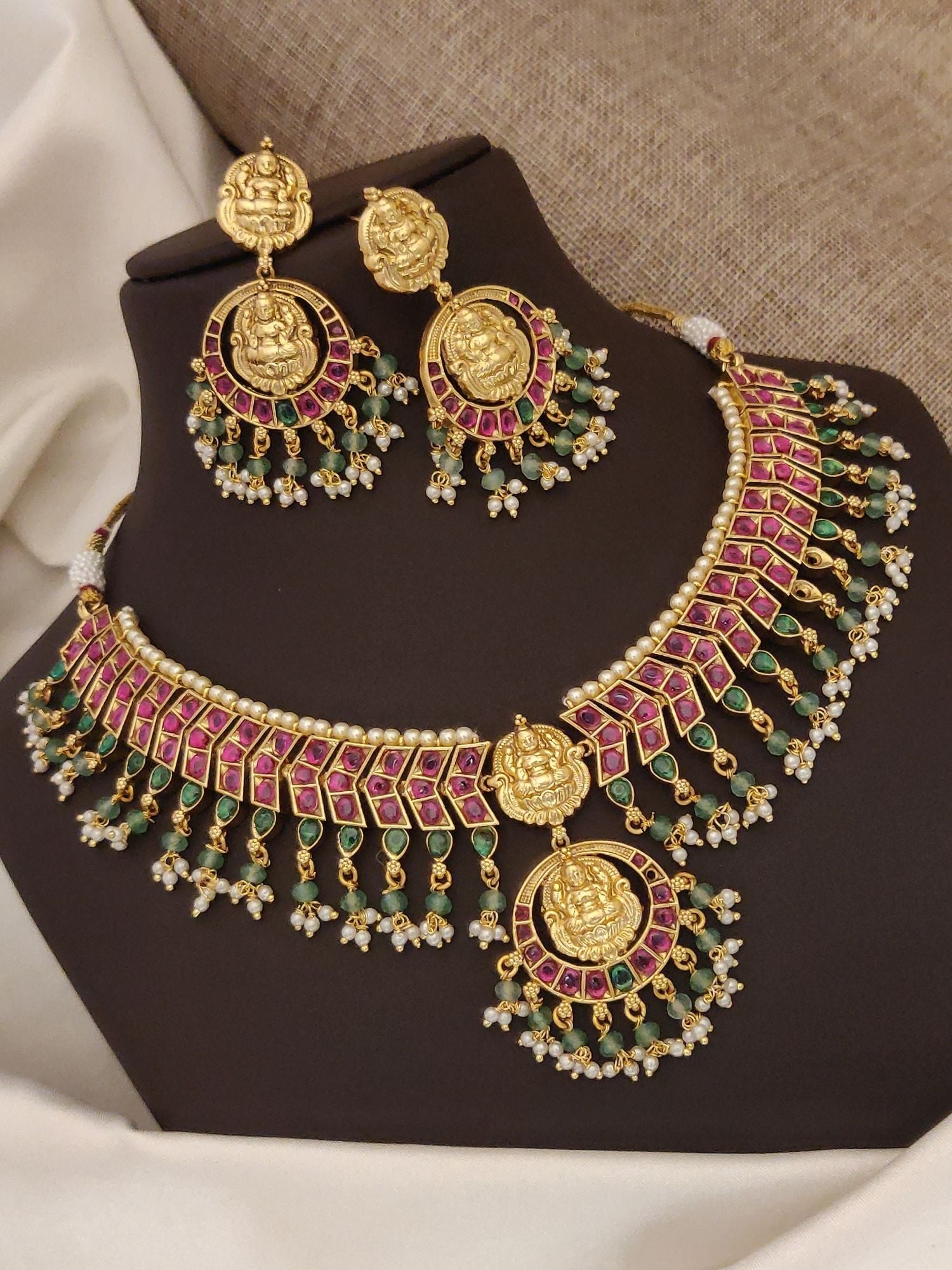 Abdesigns Gold Plated KempStone Necklace Set