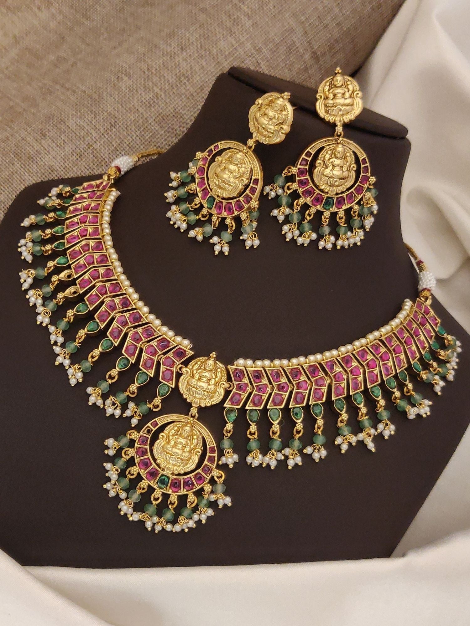 Abdesigns Gold Plated KempStone Necklace Set