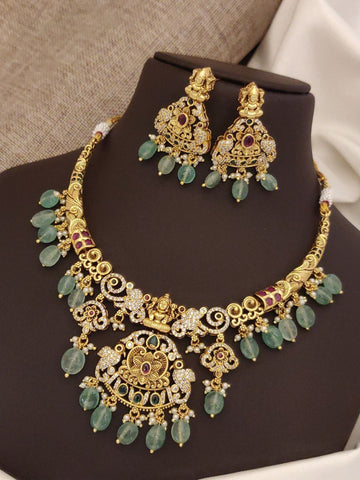 Abdesigns Gold Plated Multicolour Stone Necklace Set