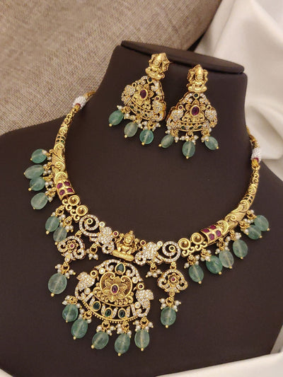Abdesigns Gold Plated Multicolour Stone Necklace Set