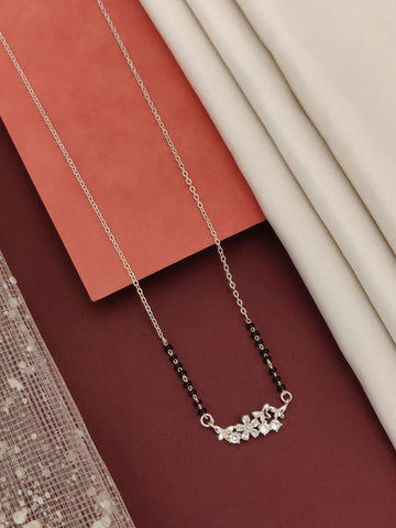 Abdesigns Silver Plated American Diamond Mangalsutra