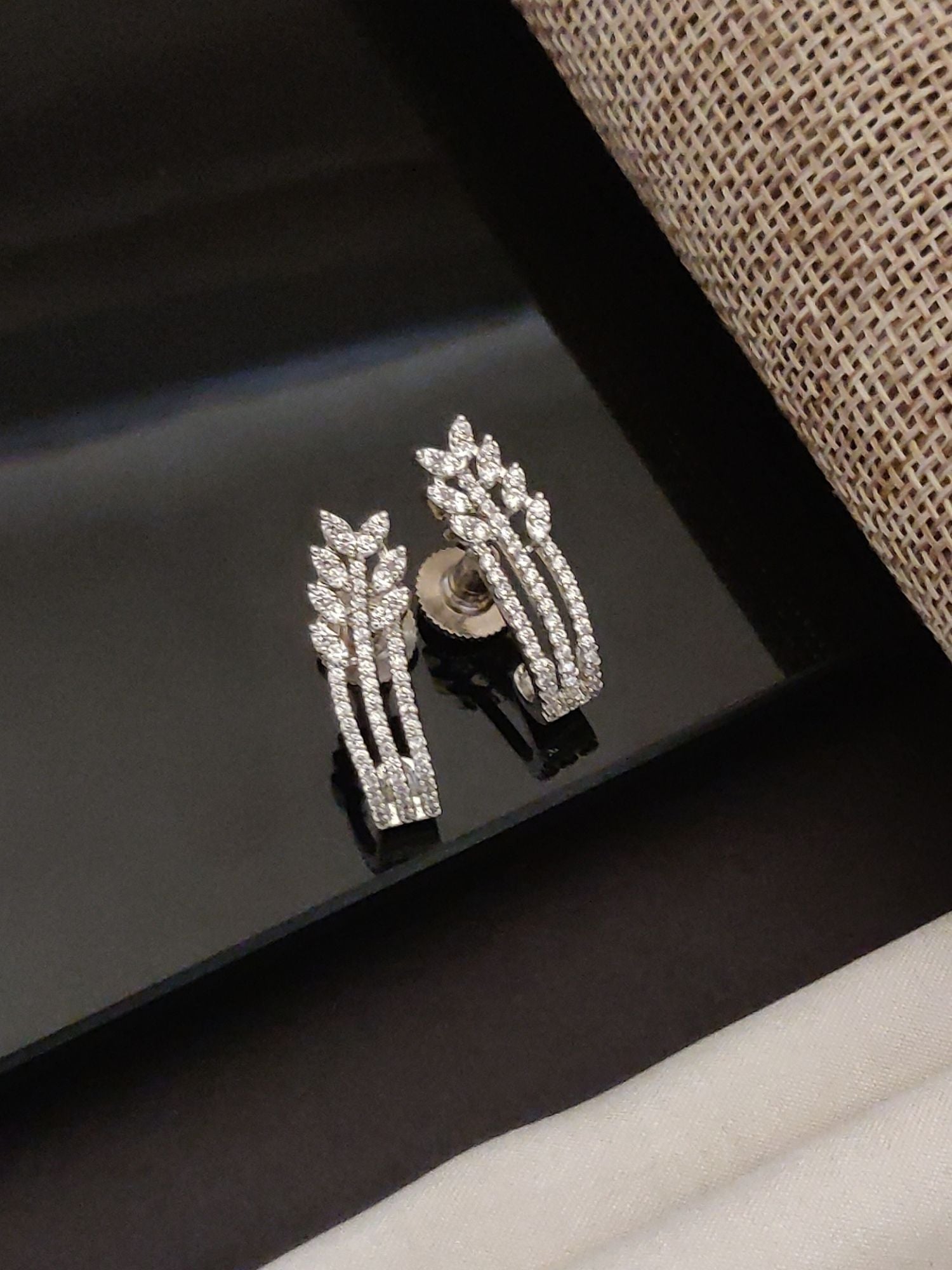 Abdesigns American Diamond Silver Plated Studs Earring