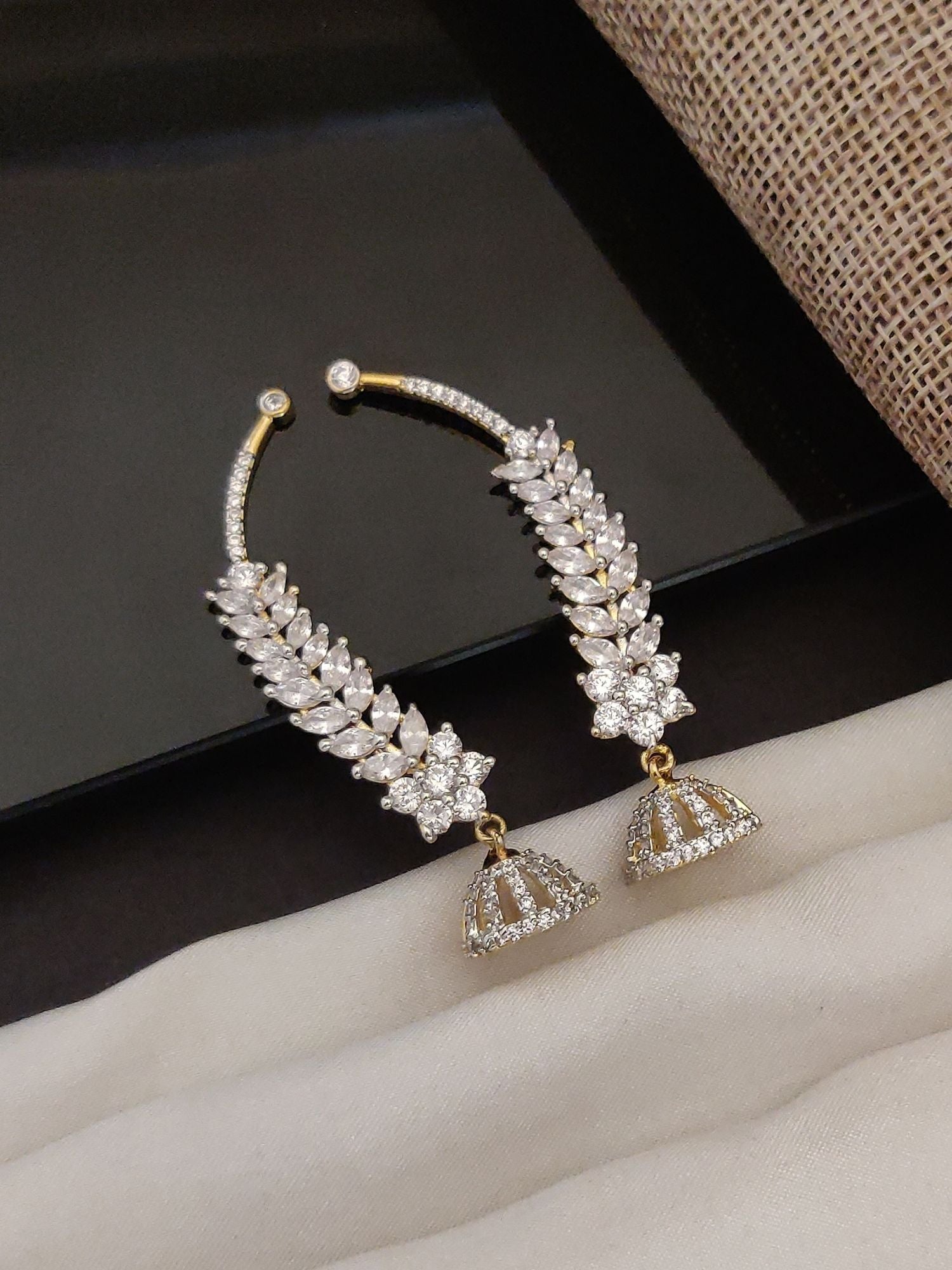 Abdesigns American Diamond Gold Plated Earring