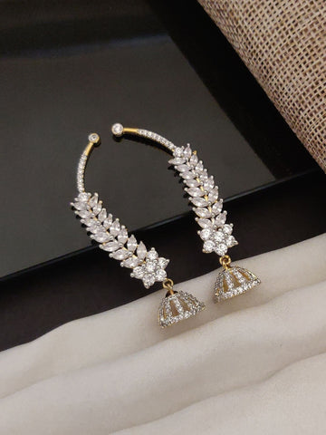 Abdesigns American Diamond Gold Plated Earring