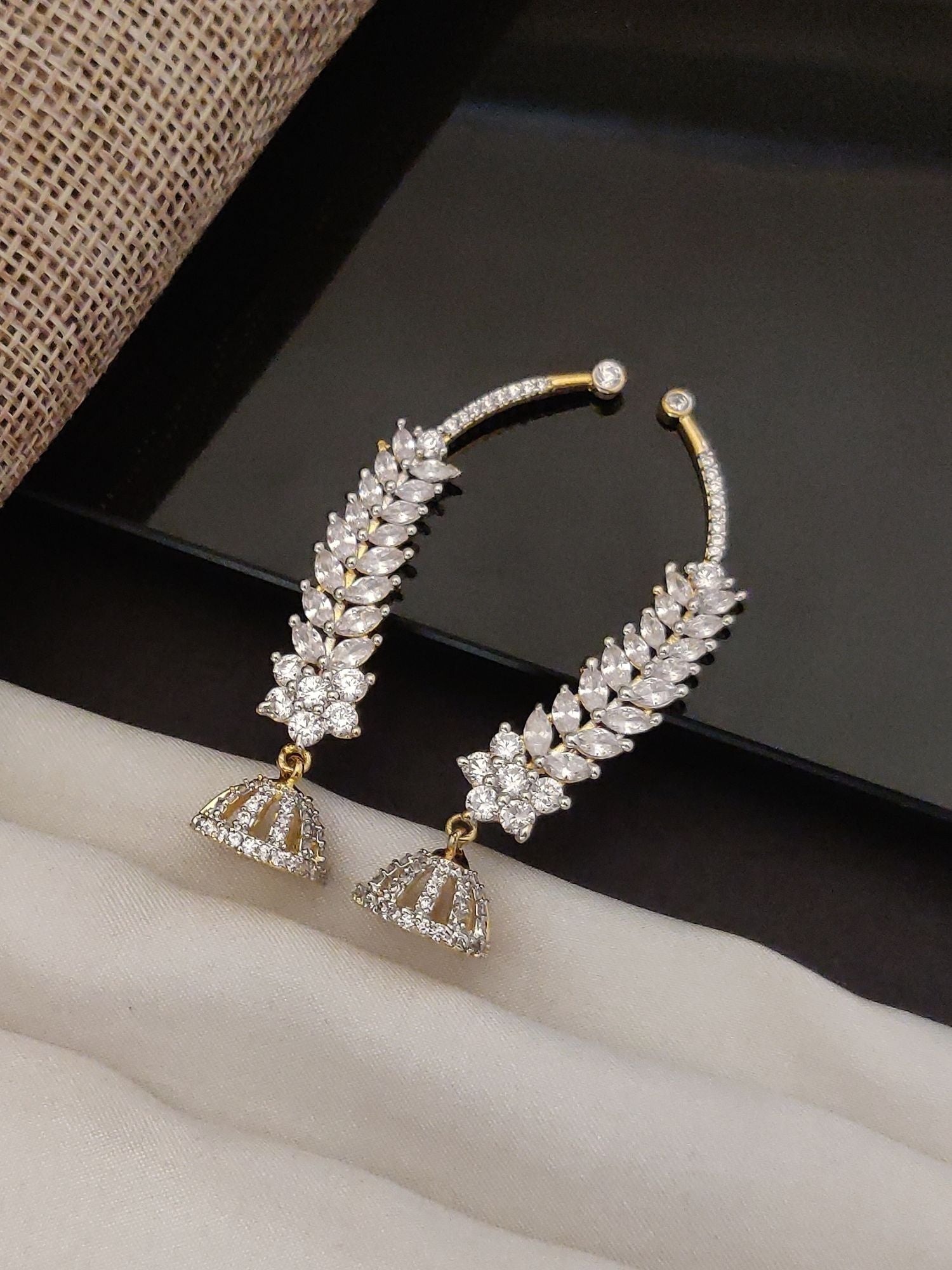 Abdesigns American Diamond Gold Plated Earring